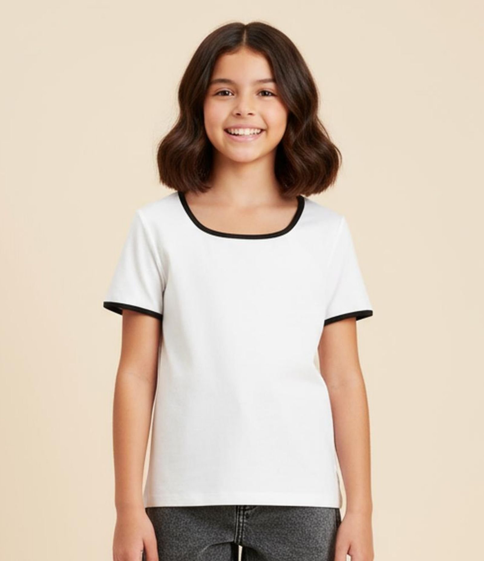 Camiseta Infantil Seamless Canelada - Tam 5 a 14 Anos Branco 1