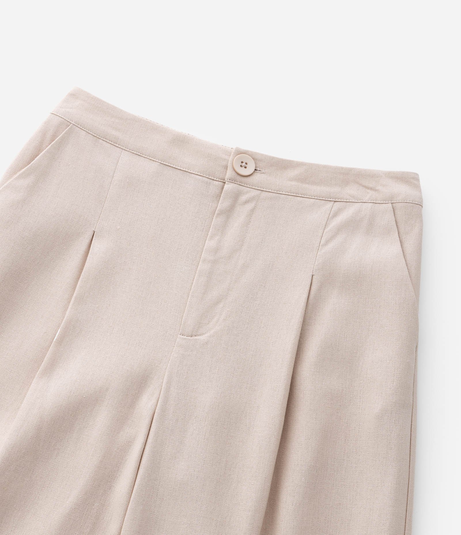 Calça Infantil em Viscolinho com Pregas - Tam 5 a 14 Anos Bege 8