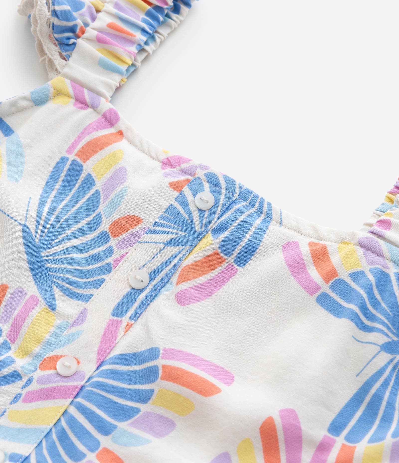 Vestido Infantil com Babados e Estampa Borboletas - Tam 5 a 14 Anos Multicores 5