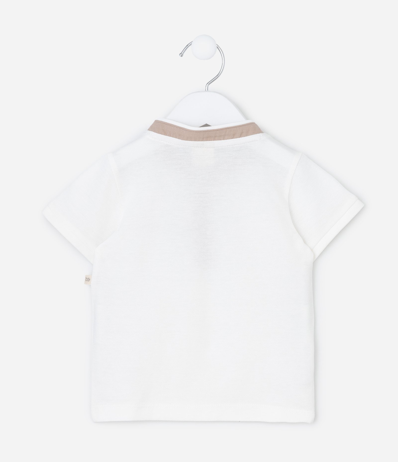Camiseta Infantil em Piquet com Decote Henley - Tam 0 a 18 Meses Branco 3
