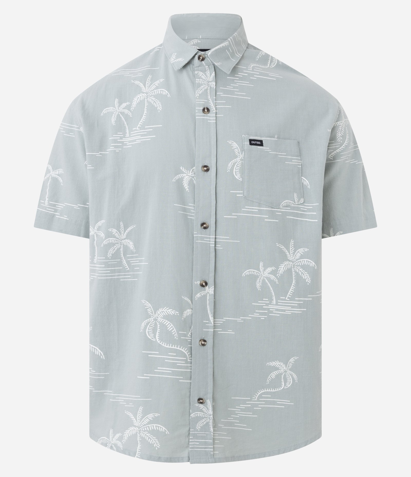 Camisa Relaxed em Tricoline com Bolso e Estampa Coqueiros Verde 5