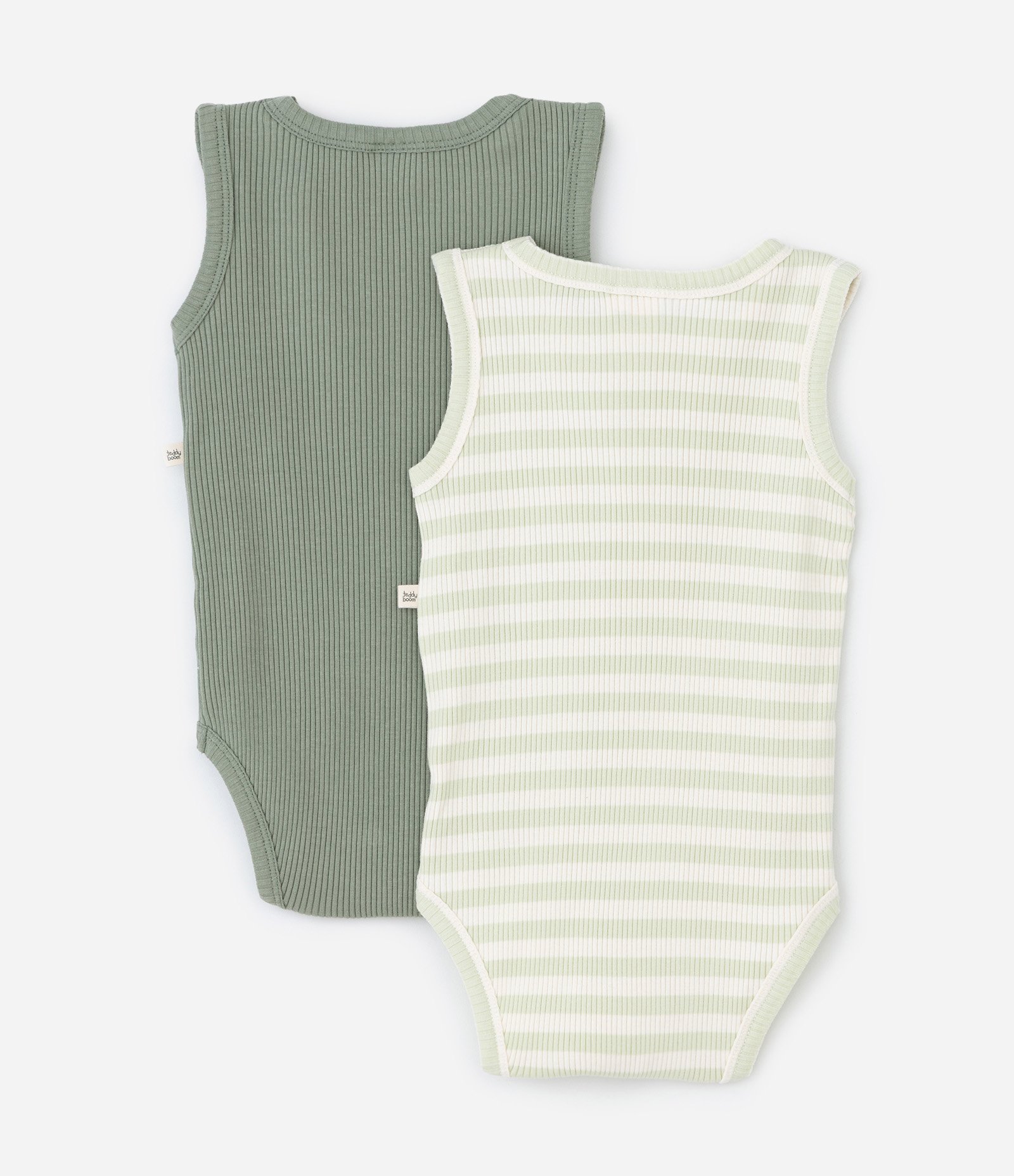 Kit 02 Bodies Infantis em Ribana Canelados - Tam 0 a 18 Meses Verde 2