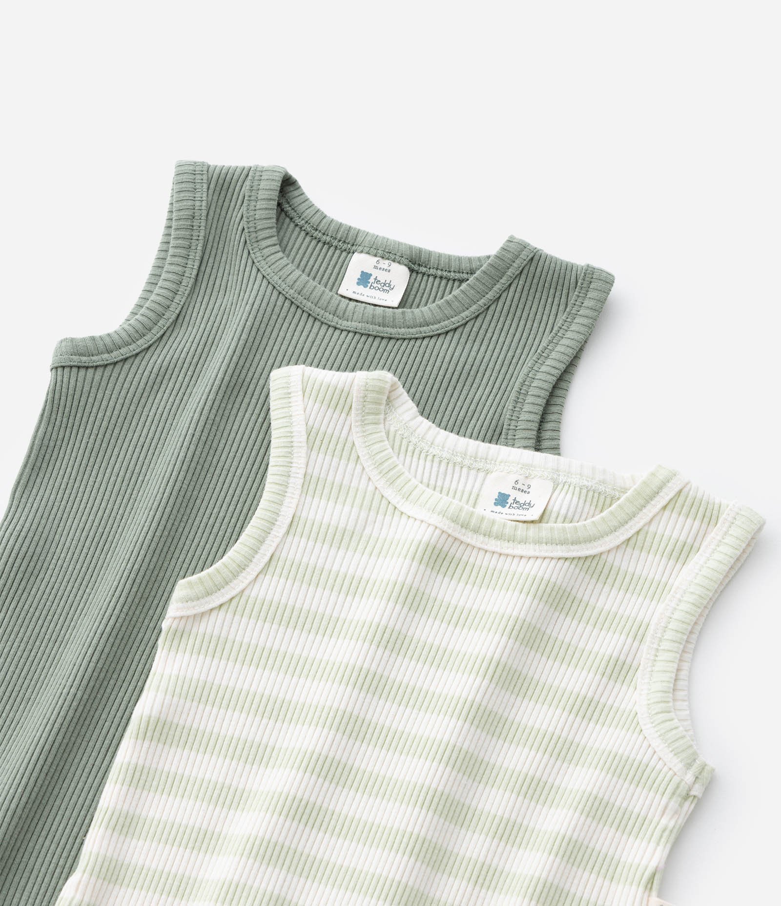 Kit 02 Bodies Infantis em Ribana Canelados - Tam 0 a 18 Meses Verde 3