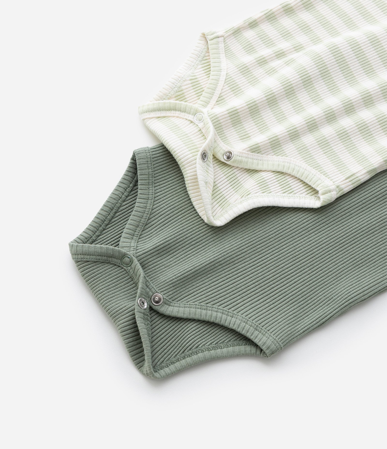 Kit 02 Bodies Infantis em Ribana Canelados - Tam 0 a 18 Meses Verde 4