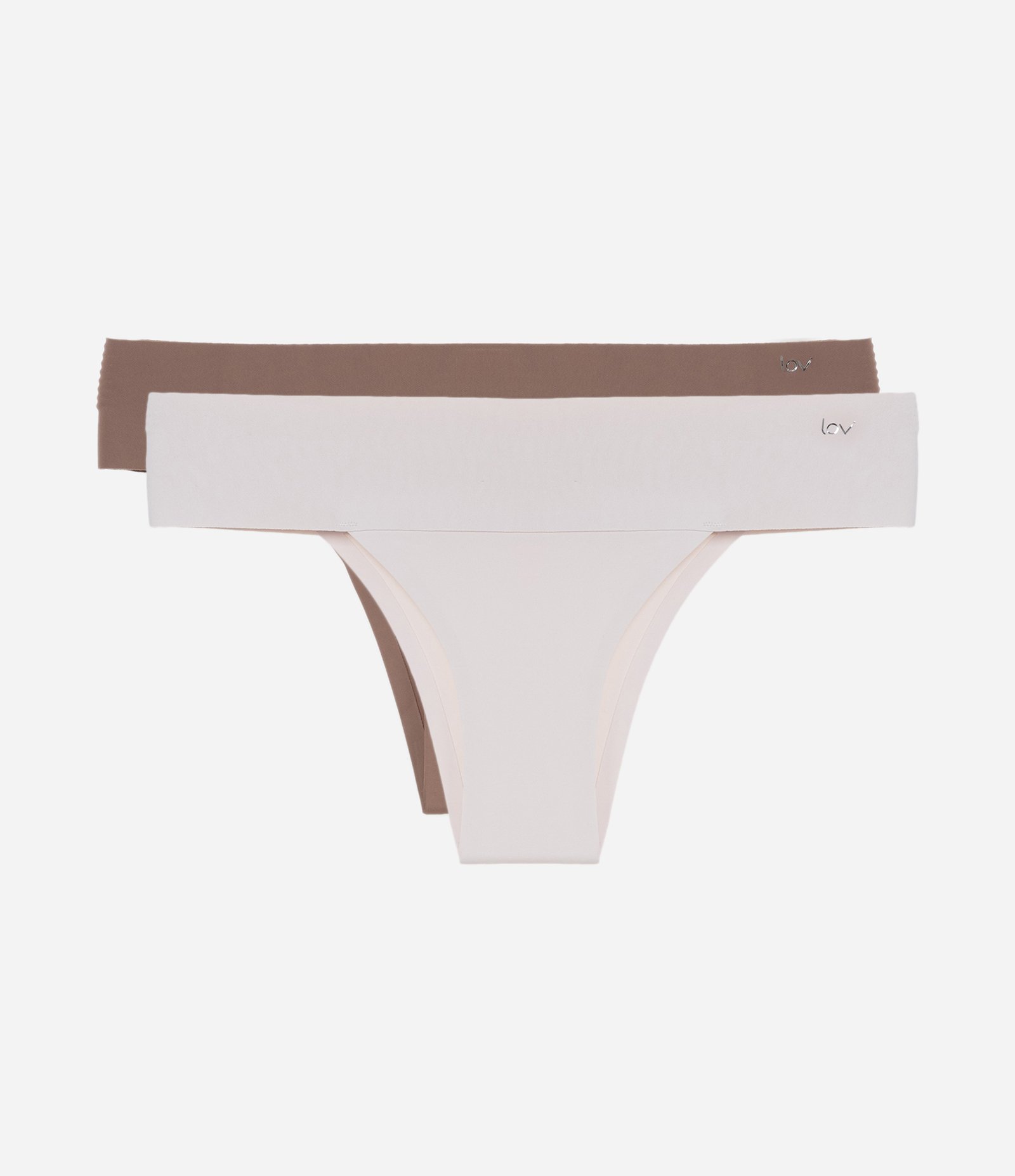 Kit 02 Calcinhas Biquínis em Microfibra com Cós Largo Bege/Marrom 1