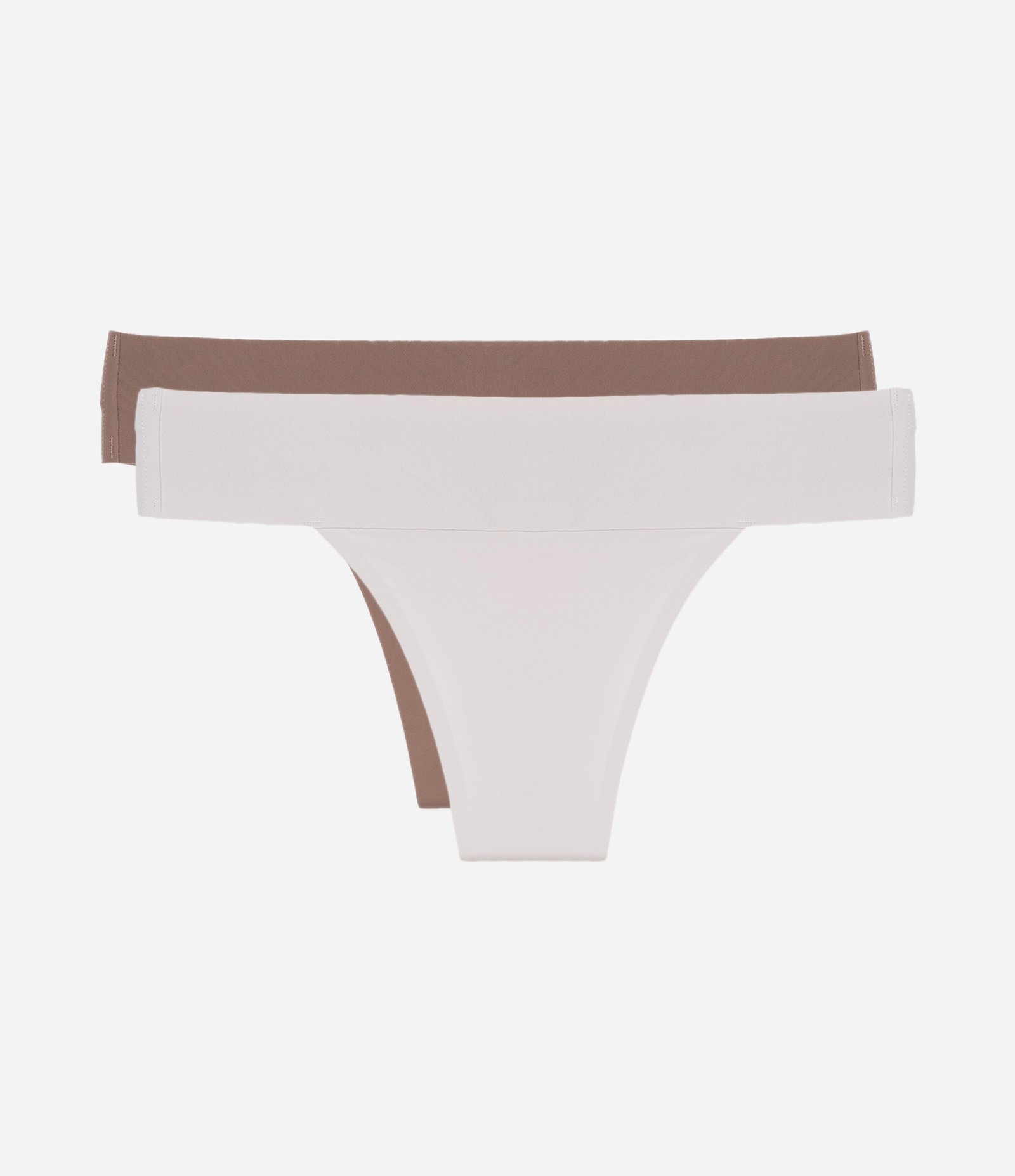 Kit 02 Calcinhas Biquínis em Microfibra com Cós Largo Bege/Marrom 2