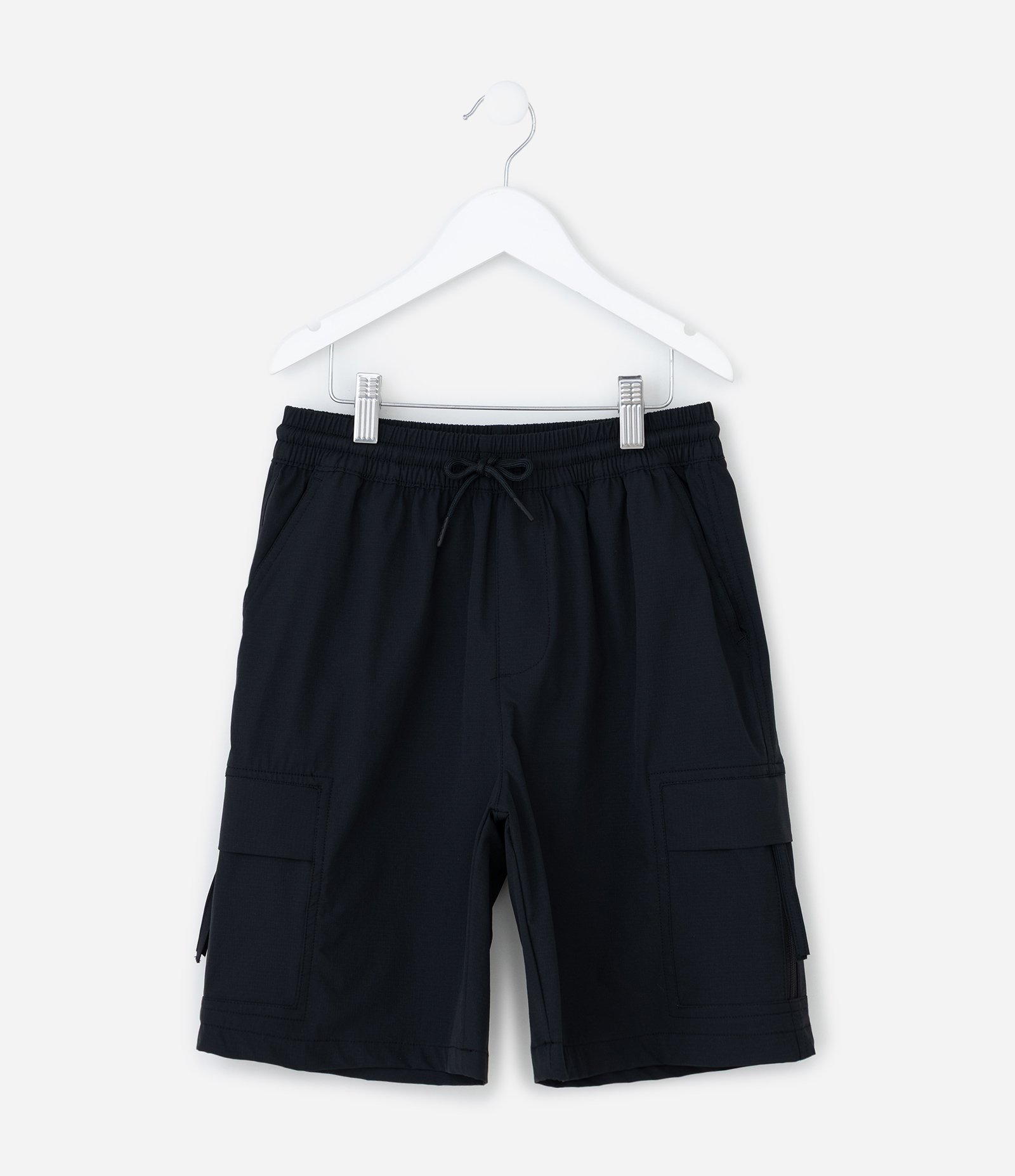 Bermuda Infantil com Bolsos Cargo e Zíper - Tam 5 a 14 Anos Preto 2