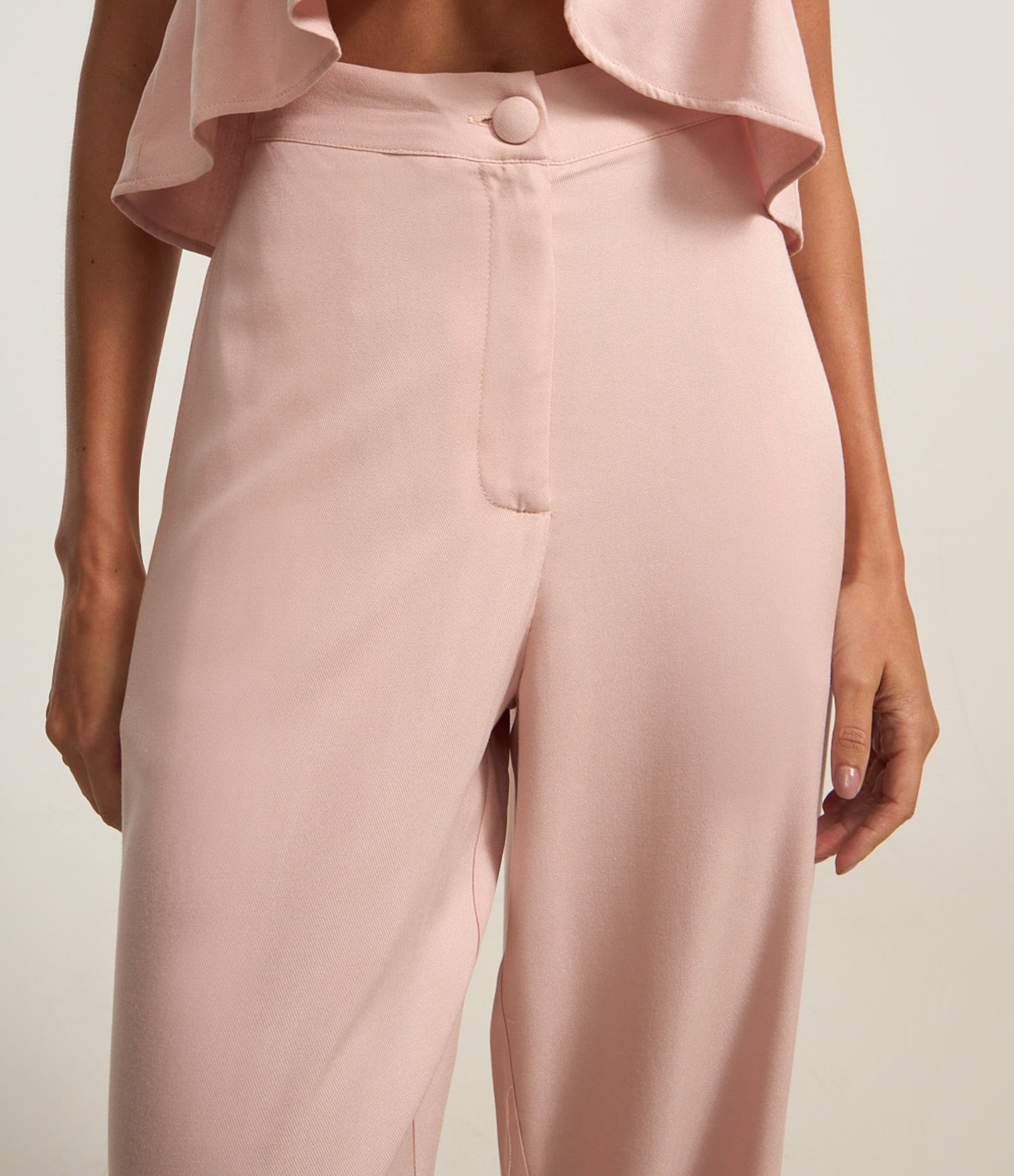 Calça Balloon em Viscose Twill e Amarração na Lateral da Barra Rosa 4