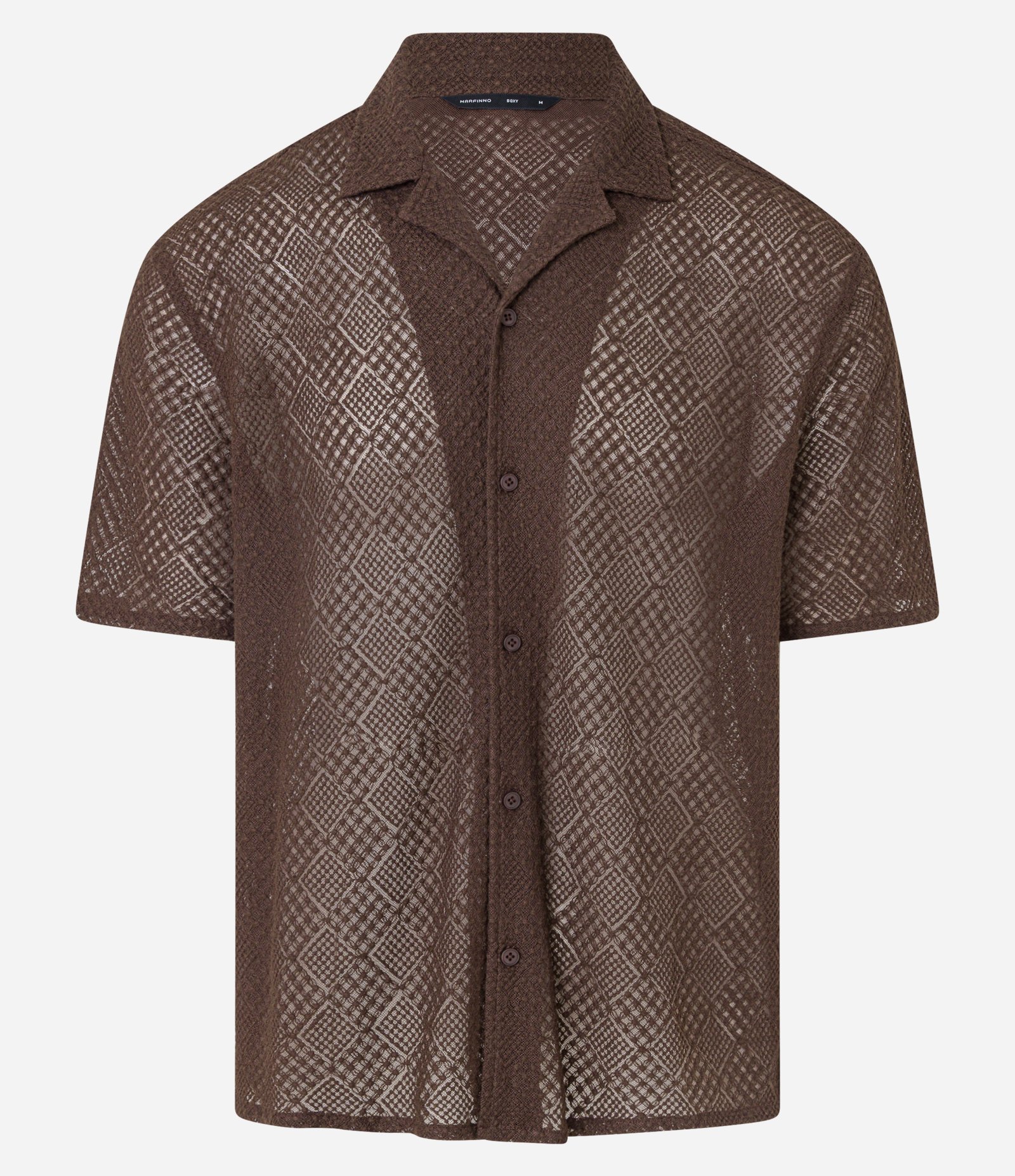 Camisa Boxy de Tule Bordado Marrom 7