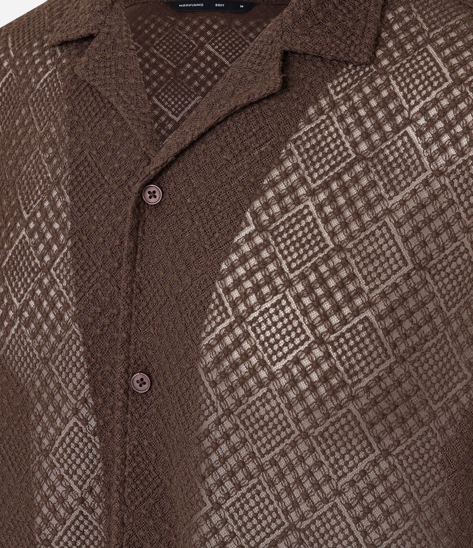 Camisa Boxy de Tule Bordado Marrom 8