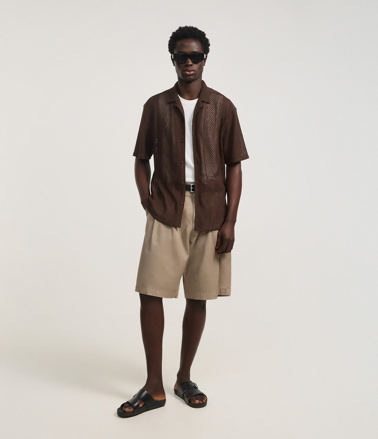 Camisa Boxy de Tule Bordado Marrom 5