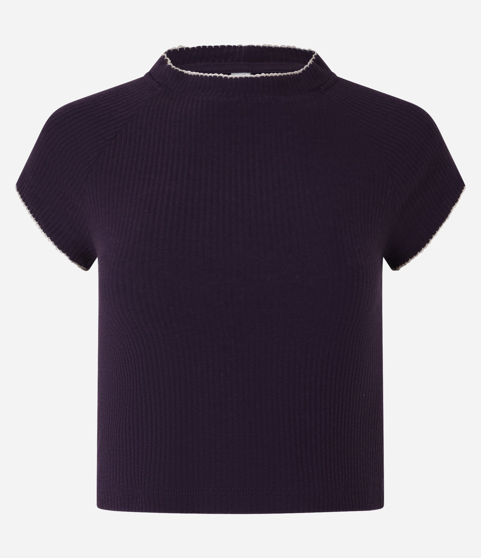 Blusa em Ribana com Friso Contrastante na Gola Roxo 4