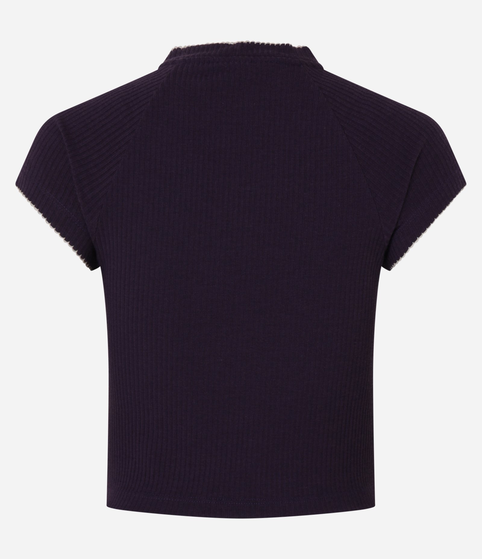 Blusa em Ribana com Friso Contrastante na Gola Roxo 6