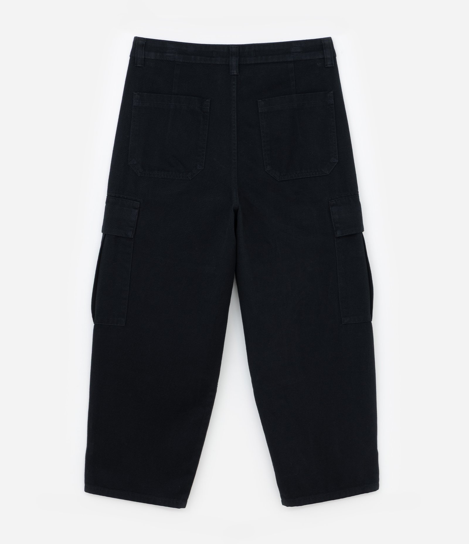 Calca Skater em Sarja Com Bolsos Cargos Preto 7