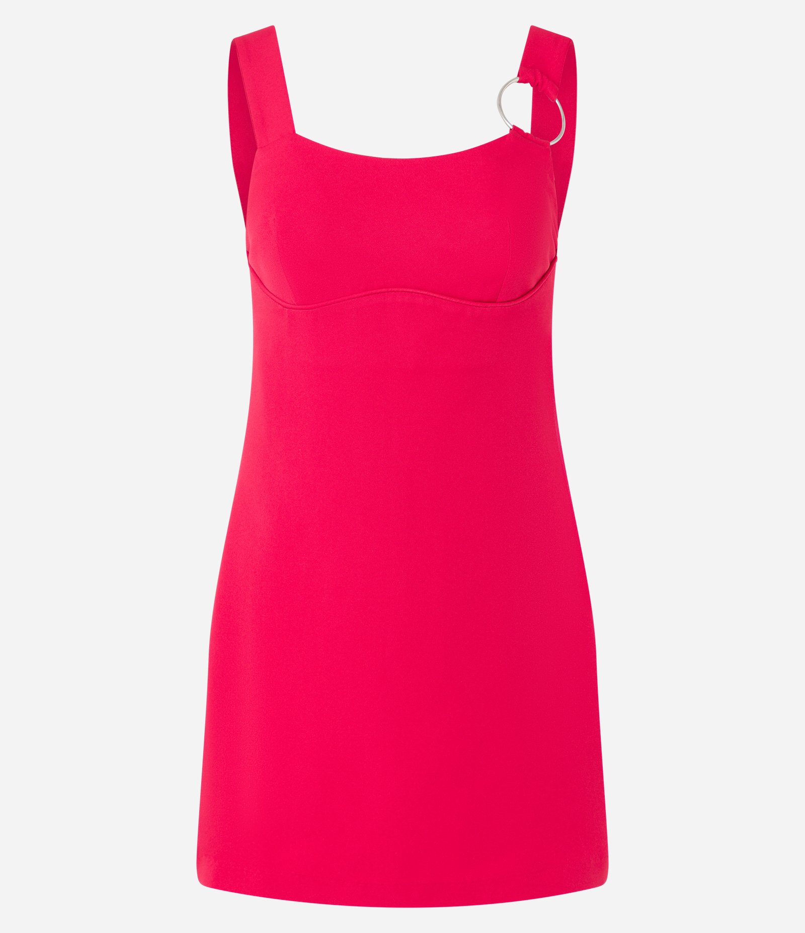Vestido Curto Ajustado Alfaiataria com Argola na Alça Vermelho 5