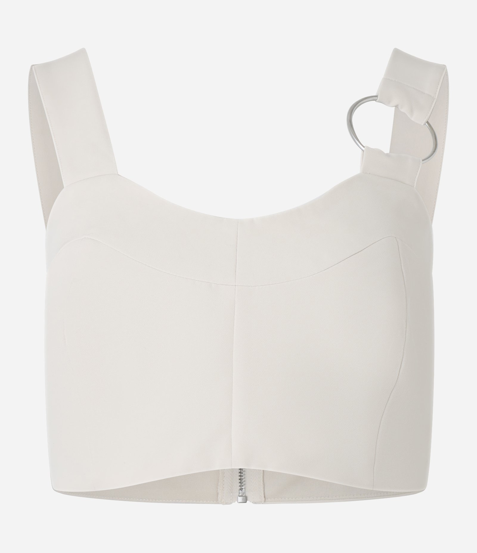 Blusa Cropped Alfaiataria com Argola na Alça Off White 7