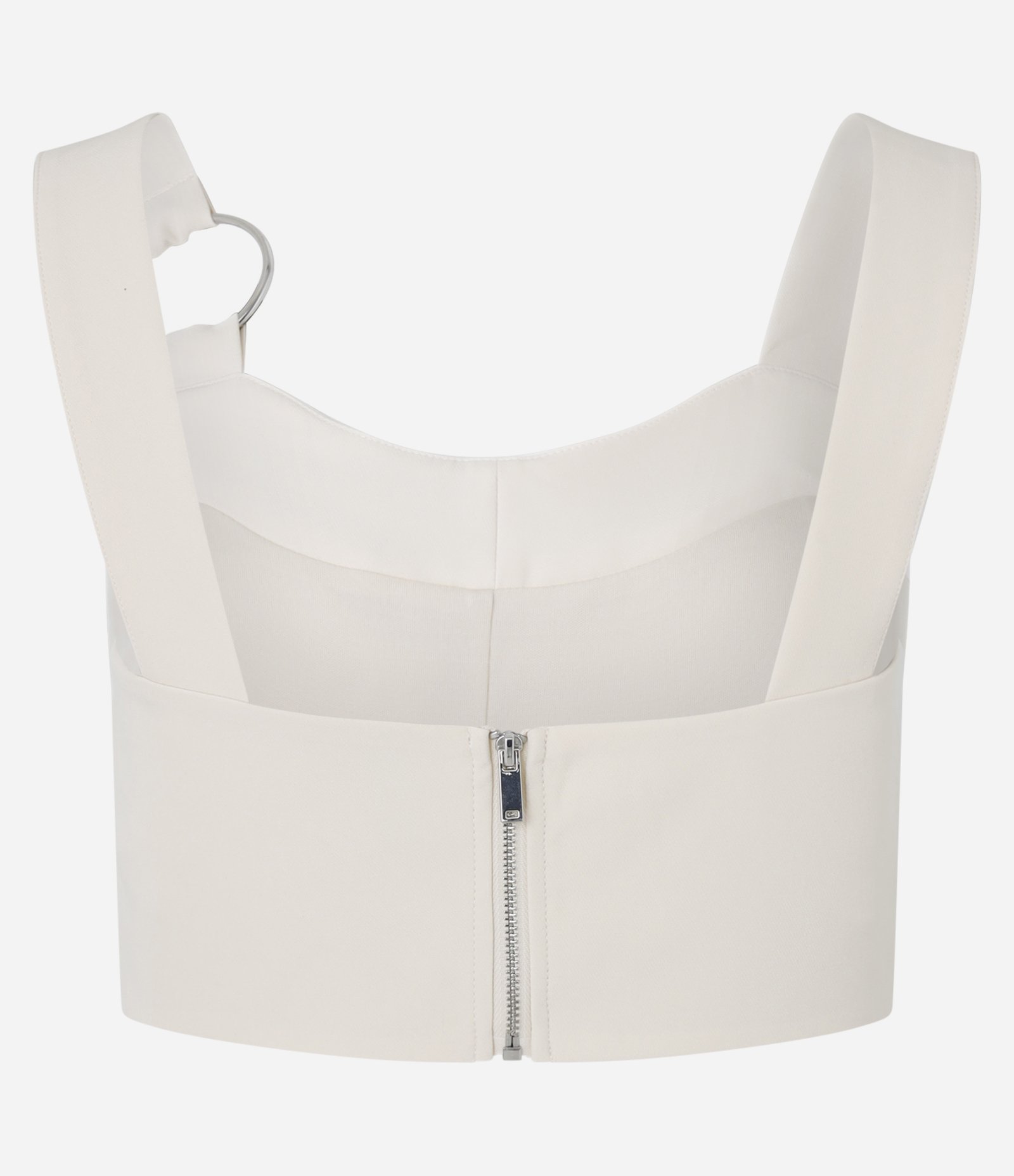 Blusa Cropped Alfaiataria com Argola na Alça Off White 8