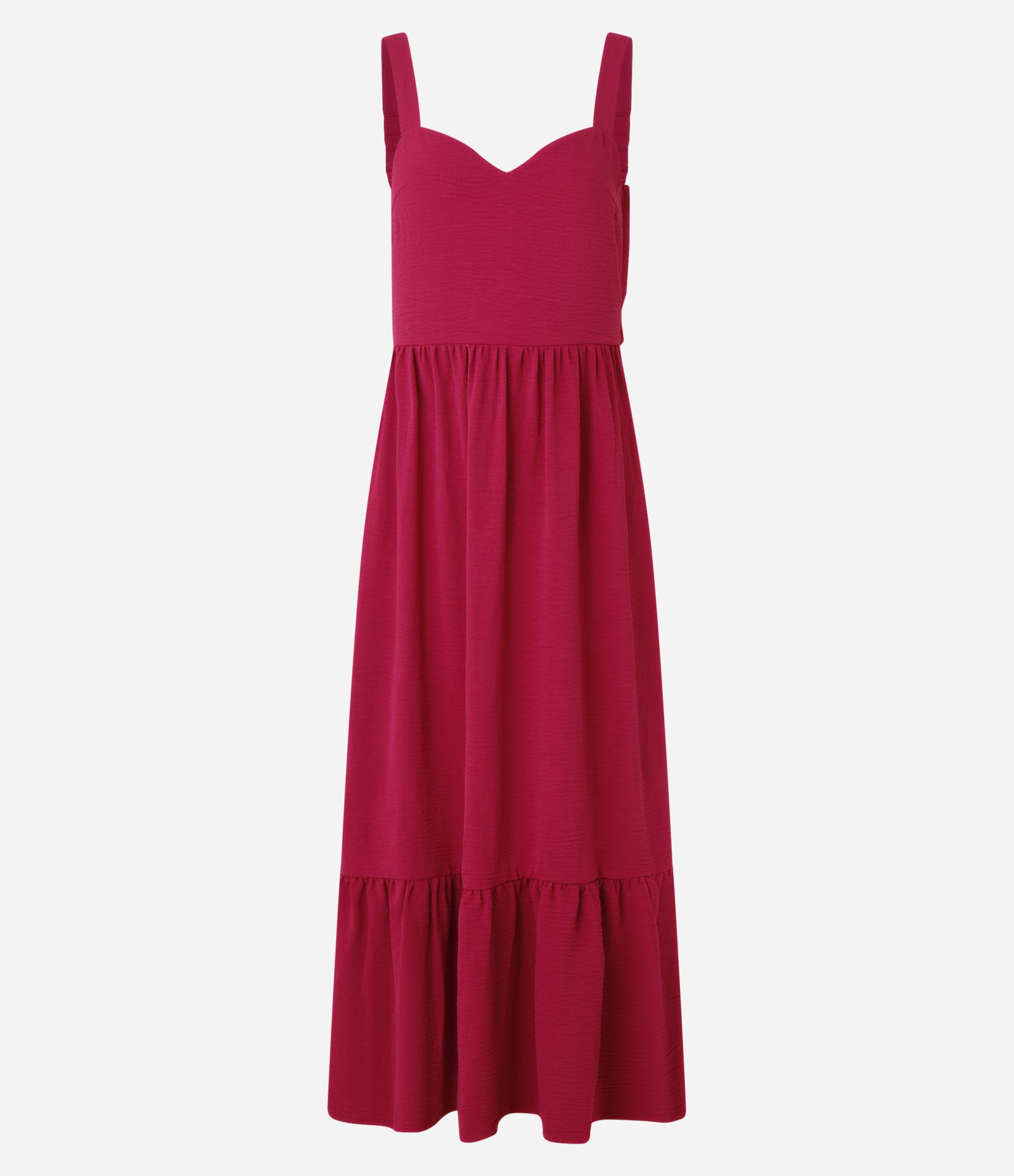 Vestido Evasê Midi em Airflow com Barra Franzida Vermelho 5