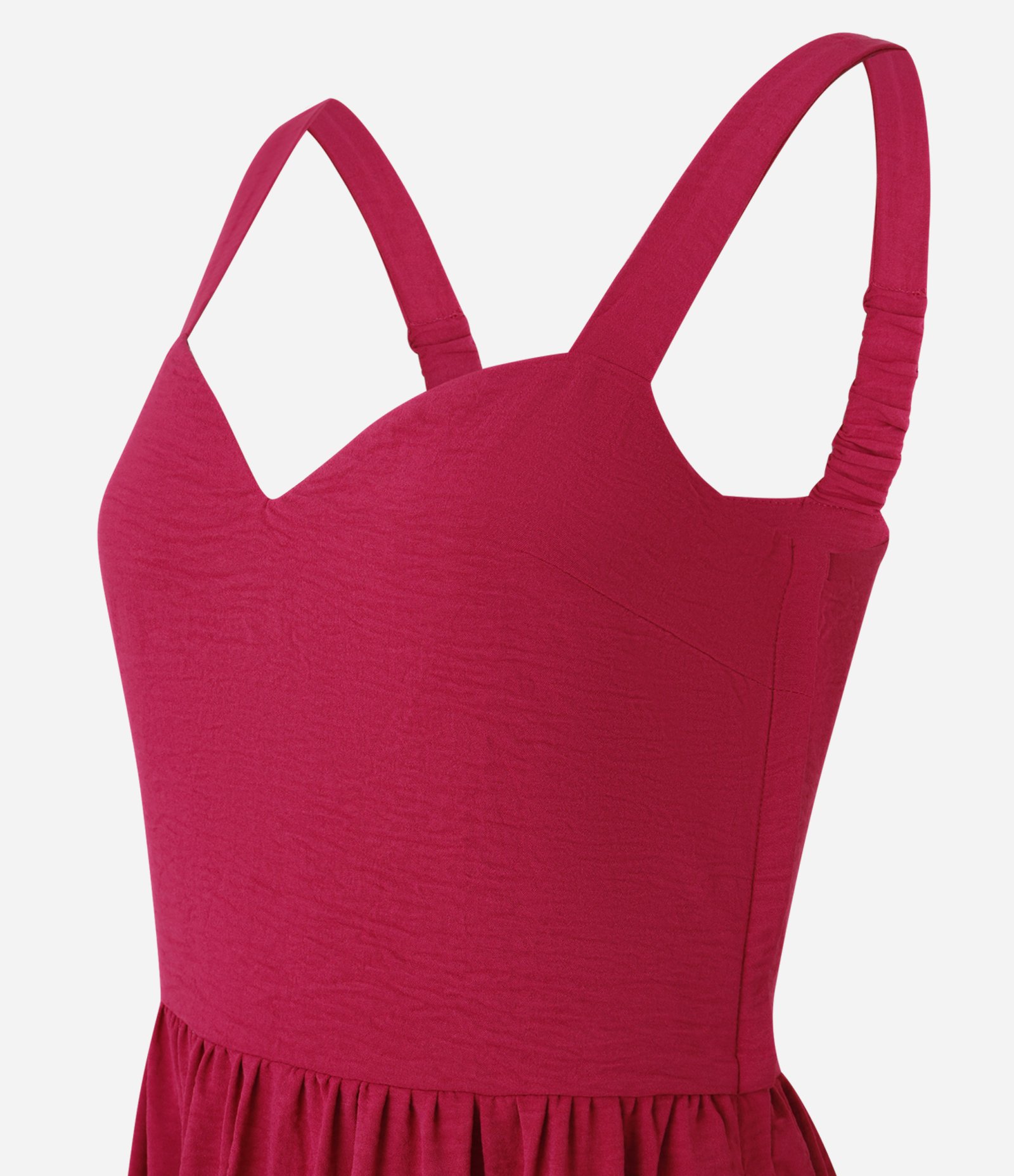 Vestido Evasê Midi em Airflow com Barra Franzida Vermelho 6