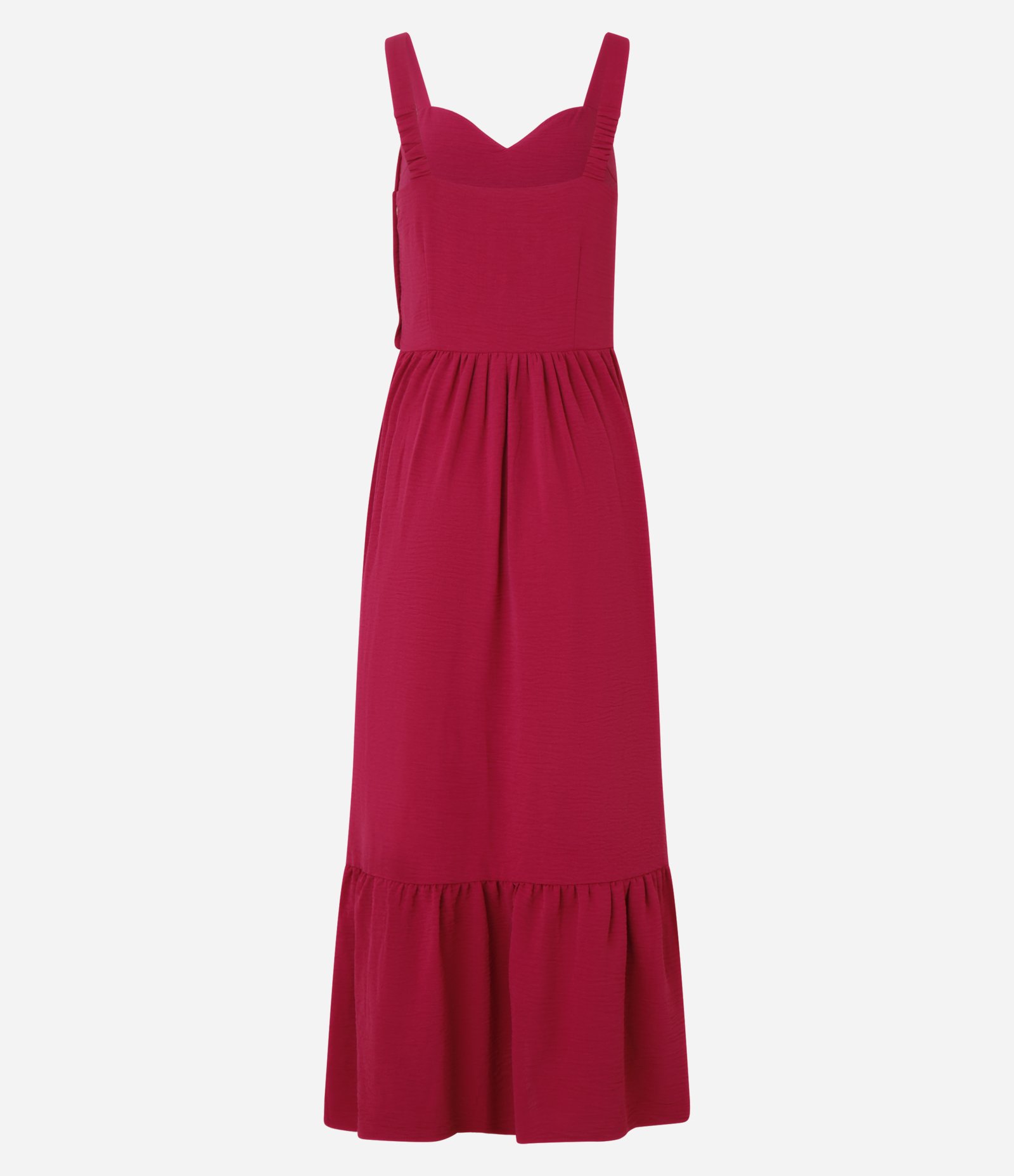 Vestido Evasê Midi em Airflow com Barra Franzida Vermelho 7