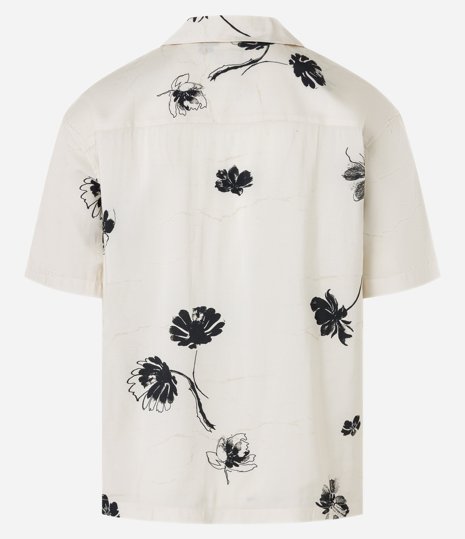 Camisa Boxy em Airflow com Gola Bowling e Estampa Floral Branco 9
