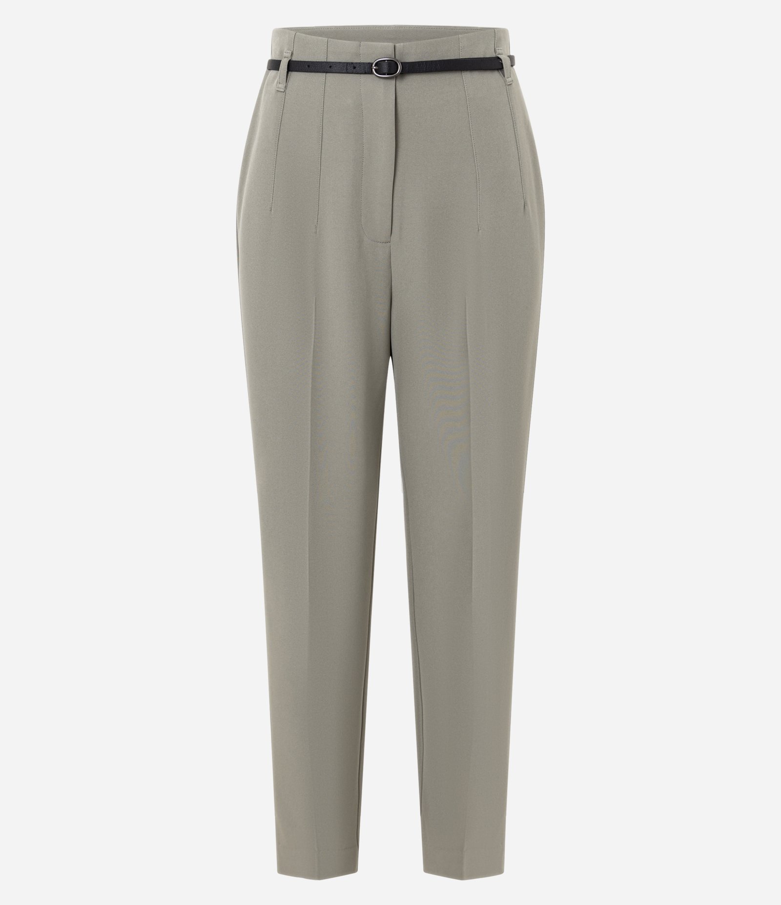 Calça Cenoura Alfaiatada com Cinto Fivela Verde Acinzentado 5