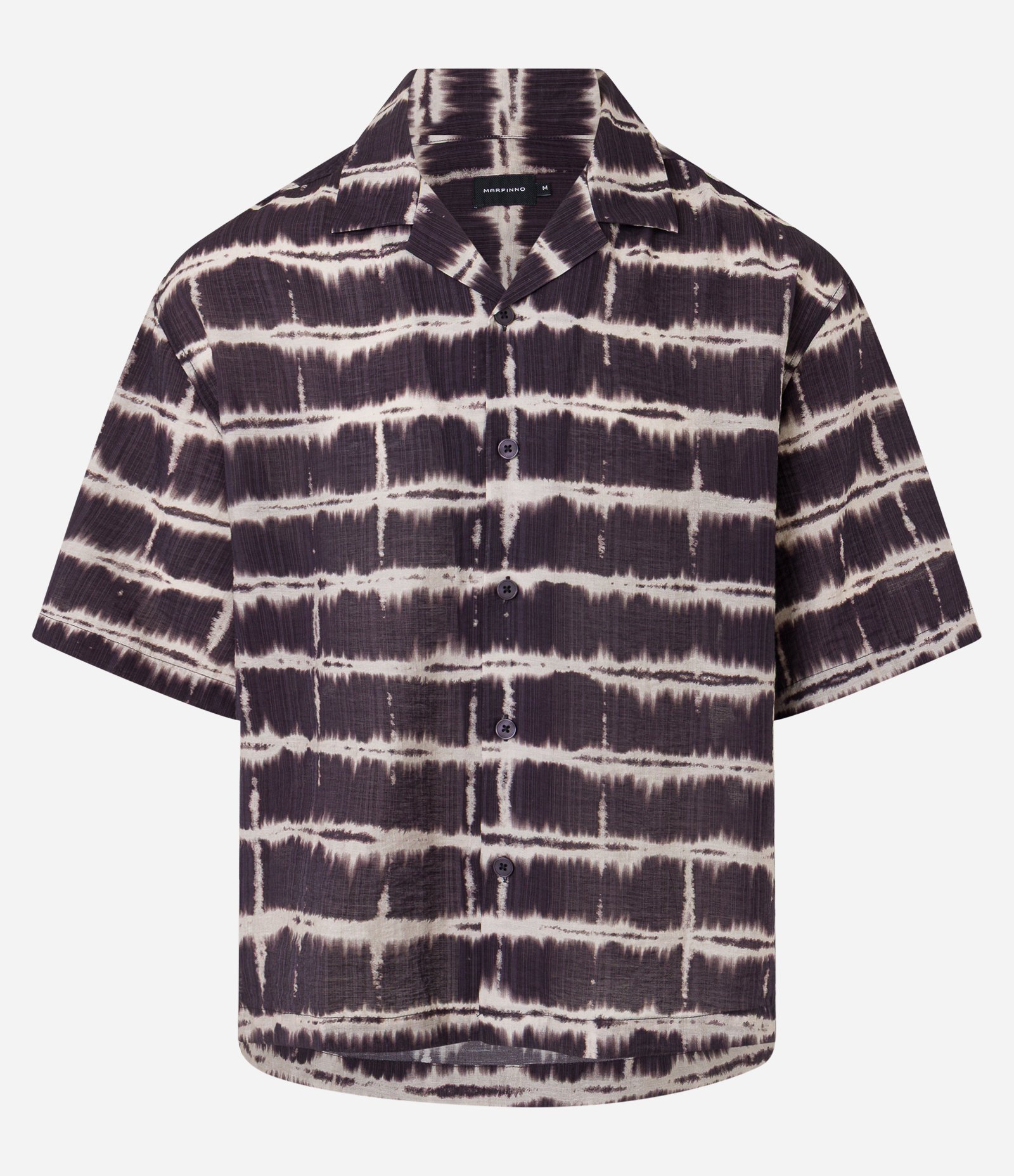 Camisa Boxy em Chiffon com Estampa Tie Dye e Textura Bowling Marrom 6