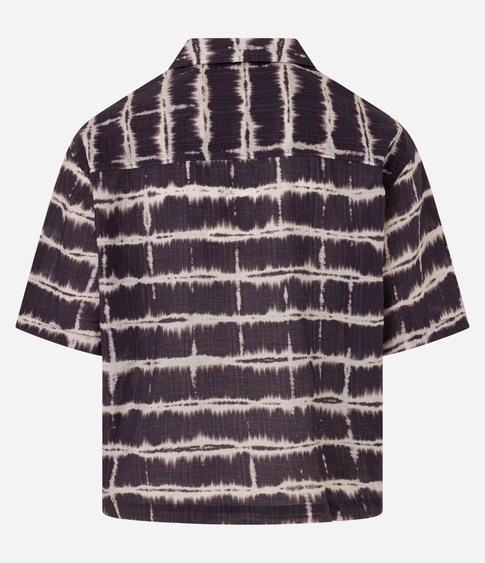 Camisa Boxy em Chiffon com Estampa Tie Dye e Textura Bowling Marrom 7