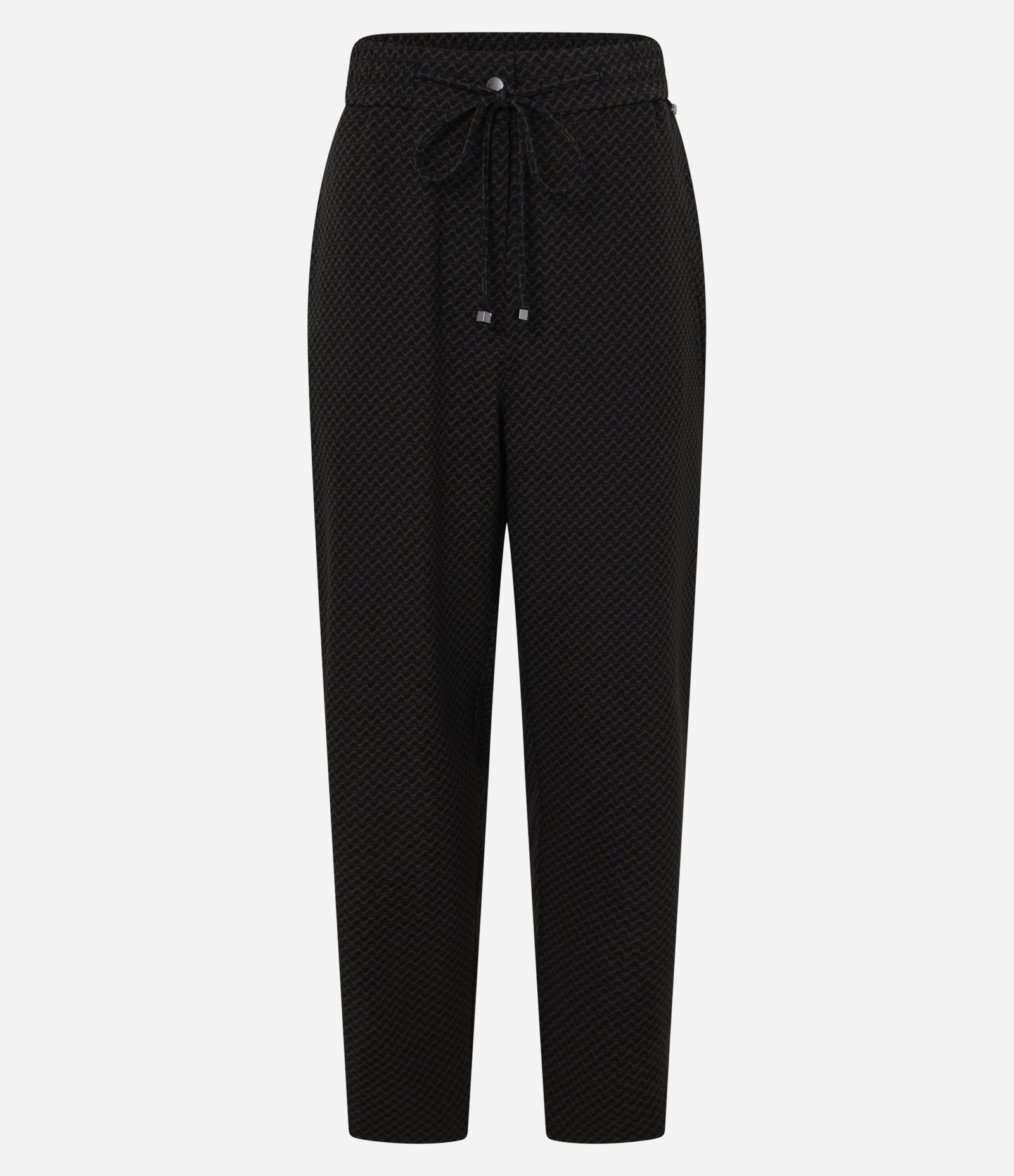 Calça Fluida Cintura Alta em Crepe com Estampa Linhas Curvas Verde Escuro 5