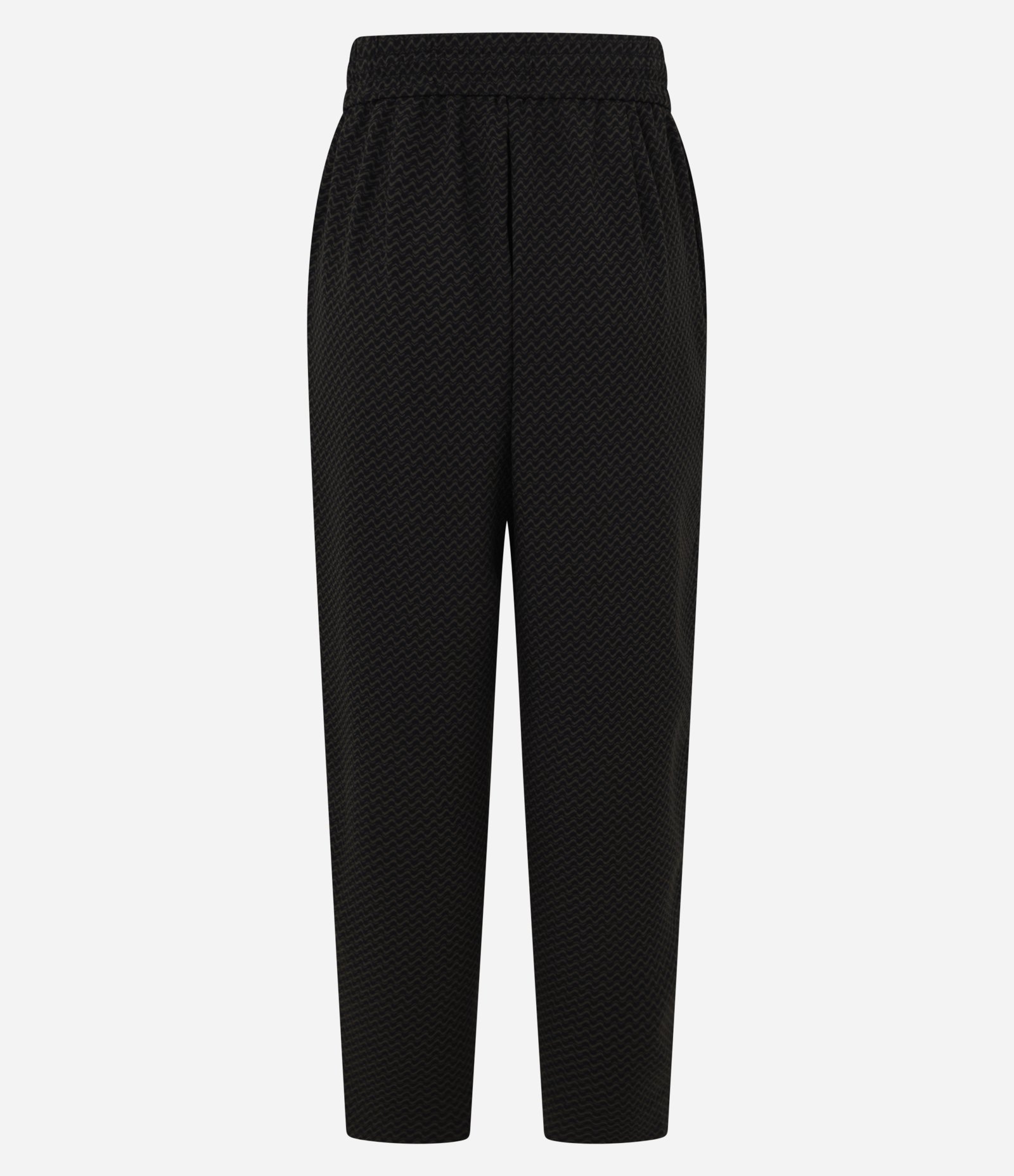 Calça Fluida Cintura Alta em Crepe com Estampa Linhas Curvas Verde Escuro 6