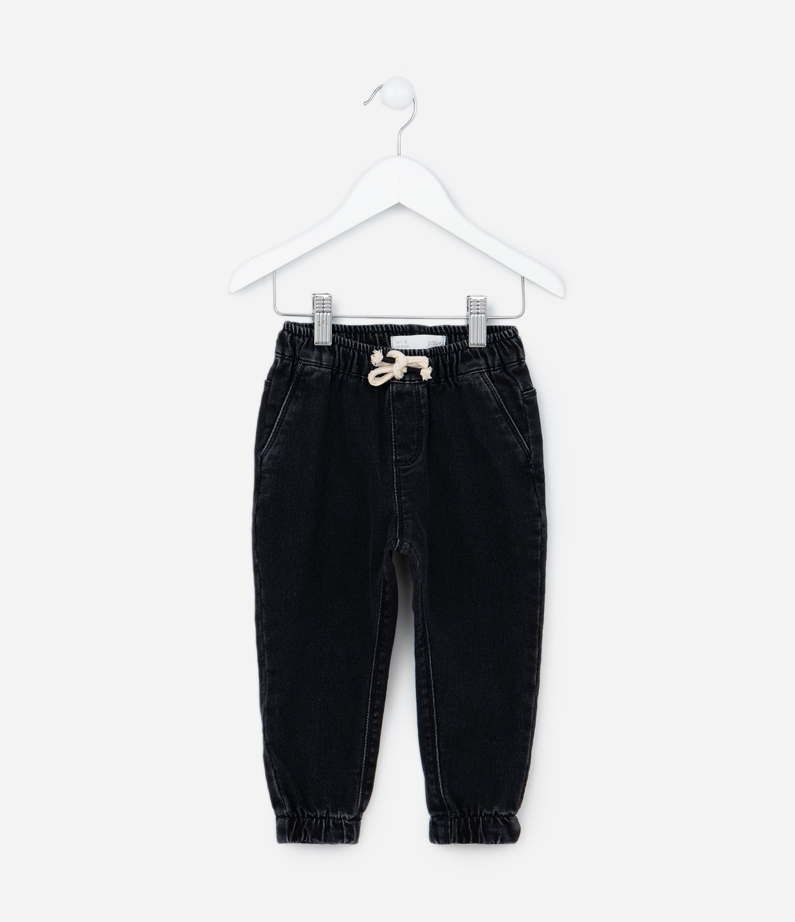 Calça Jogger Infantil em Jeans com Cós Elástico - Tam 1 a 5 Anos Preto 1