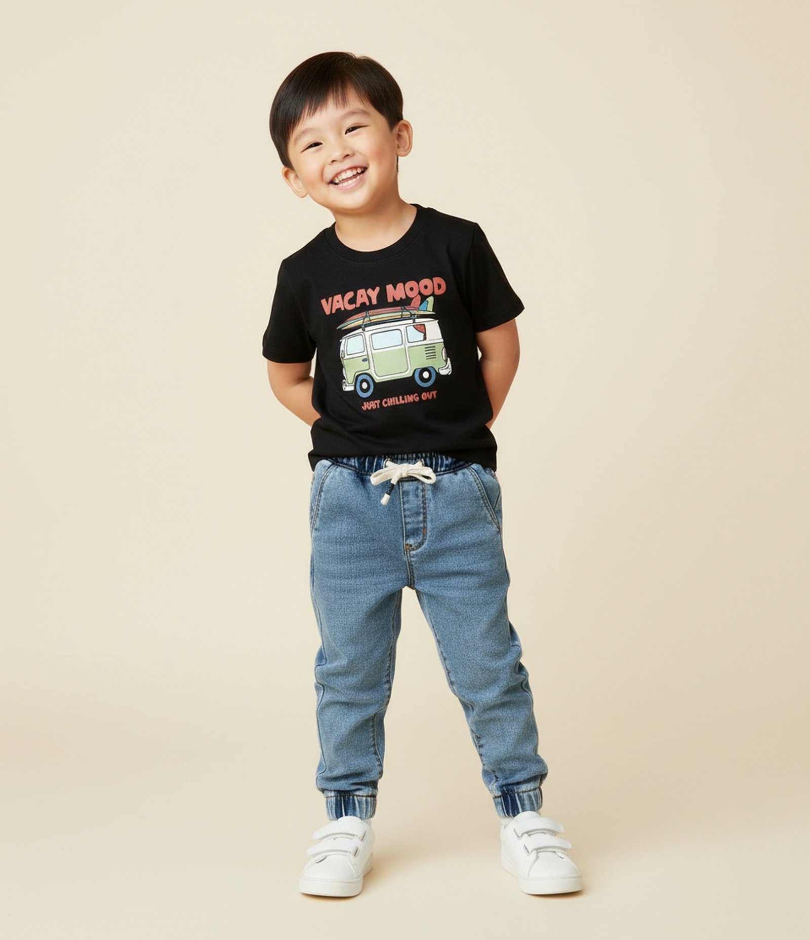 Calça Jogger Infantil em Jeans com Cós Elástico - Tam 1 a 5 Anos Azul Médio 1