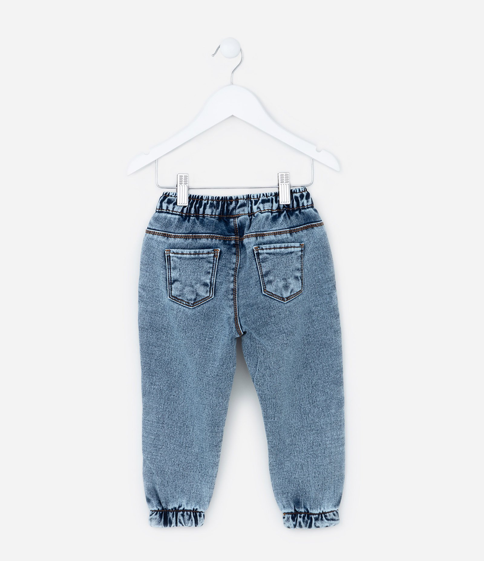 Calça Jogger Infantil em Jeans com Cós Elástico - Tam 1 a 5 Anos Azul Médio 2
