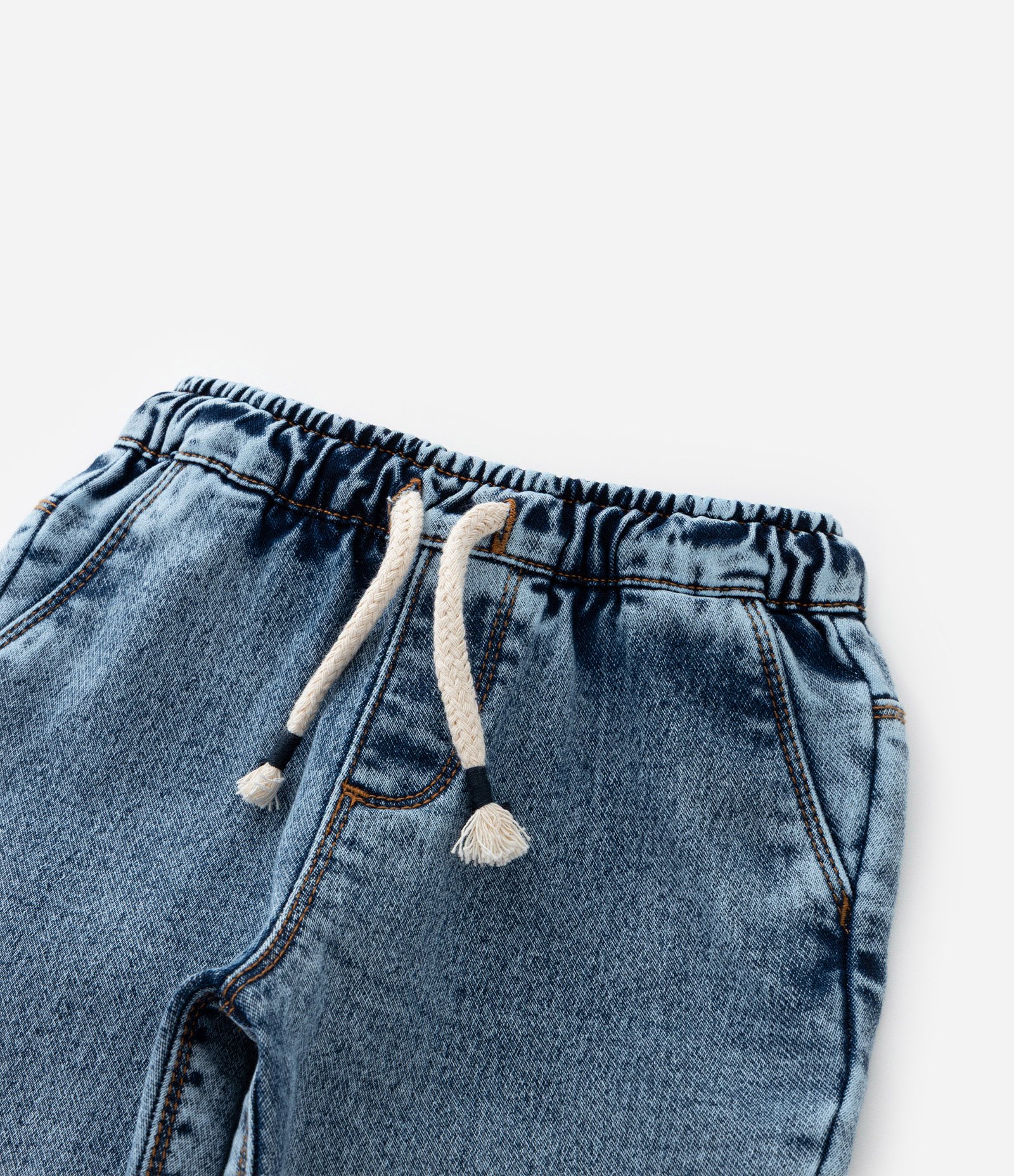 Calça Jogger Infantil em Jeans com Cós Elástico - Tam 1 a 5 Anos Azul Médio 6