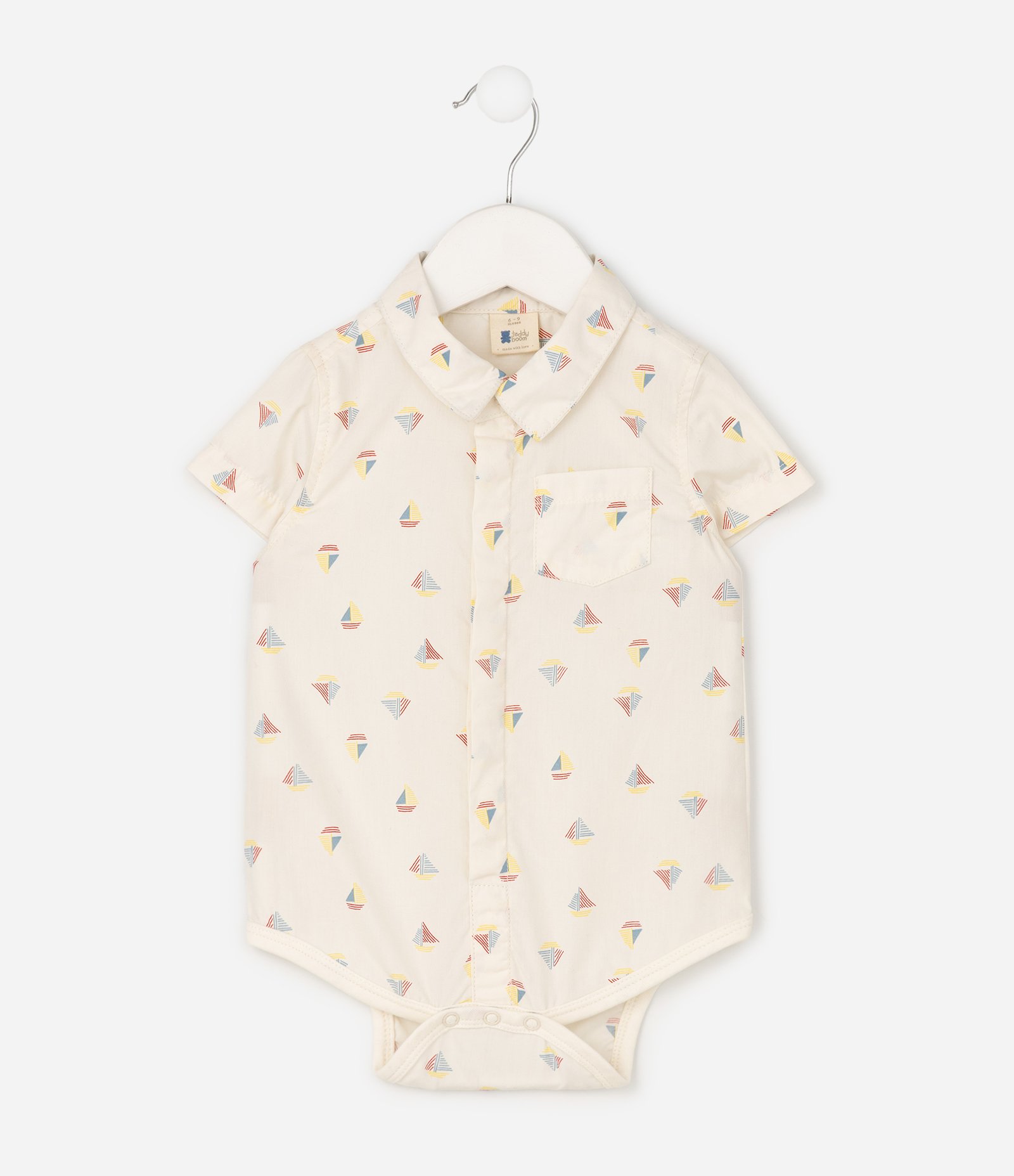 Body Camisa em Tricoline com Mini Ícones - Tam 0 a 18 Meses Off White 1