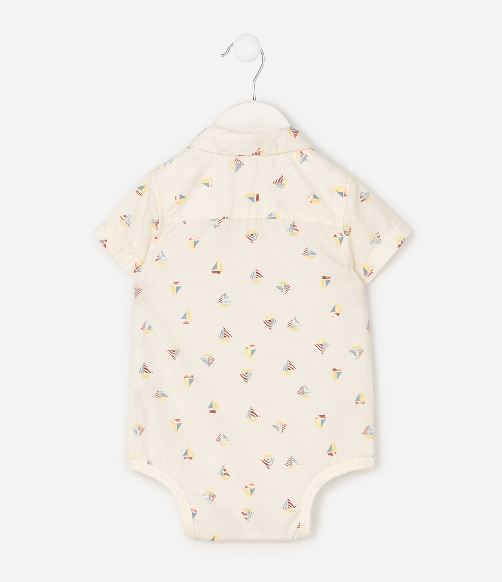 Body Camisa em Tricoline com Mini Ícones - Tam 0 a 18 Meses Off White 2
