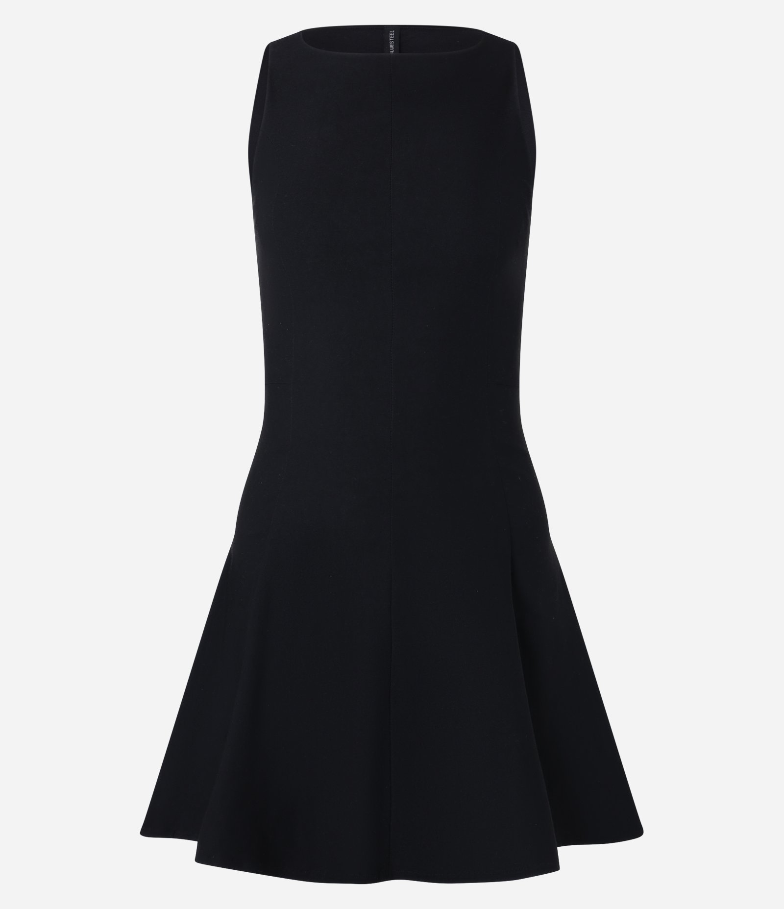 Vestido Curto Evasê em Bengaline com Pregas Preto 7