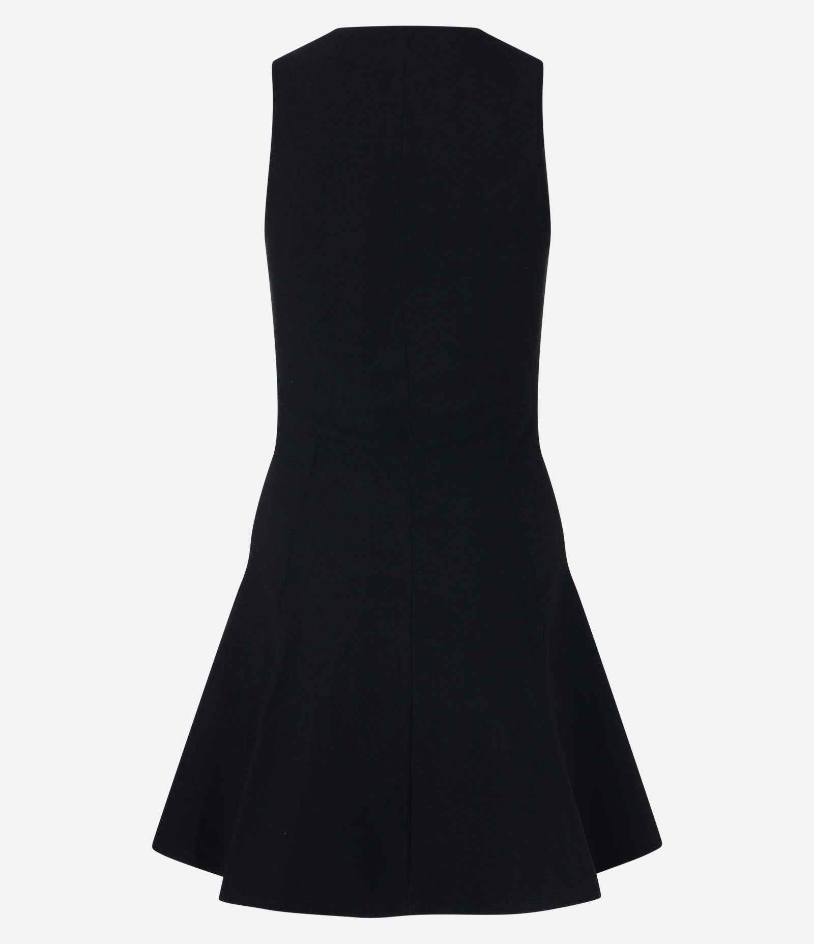 Vestido Curto Evasê em Bengaline com Pregas Preto 8