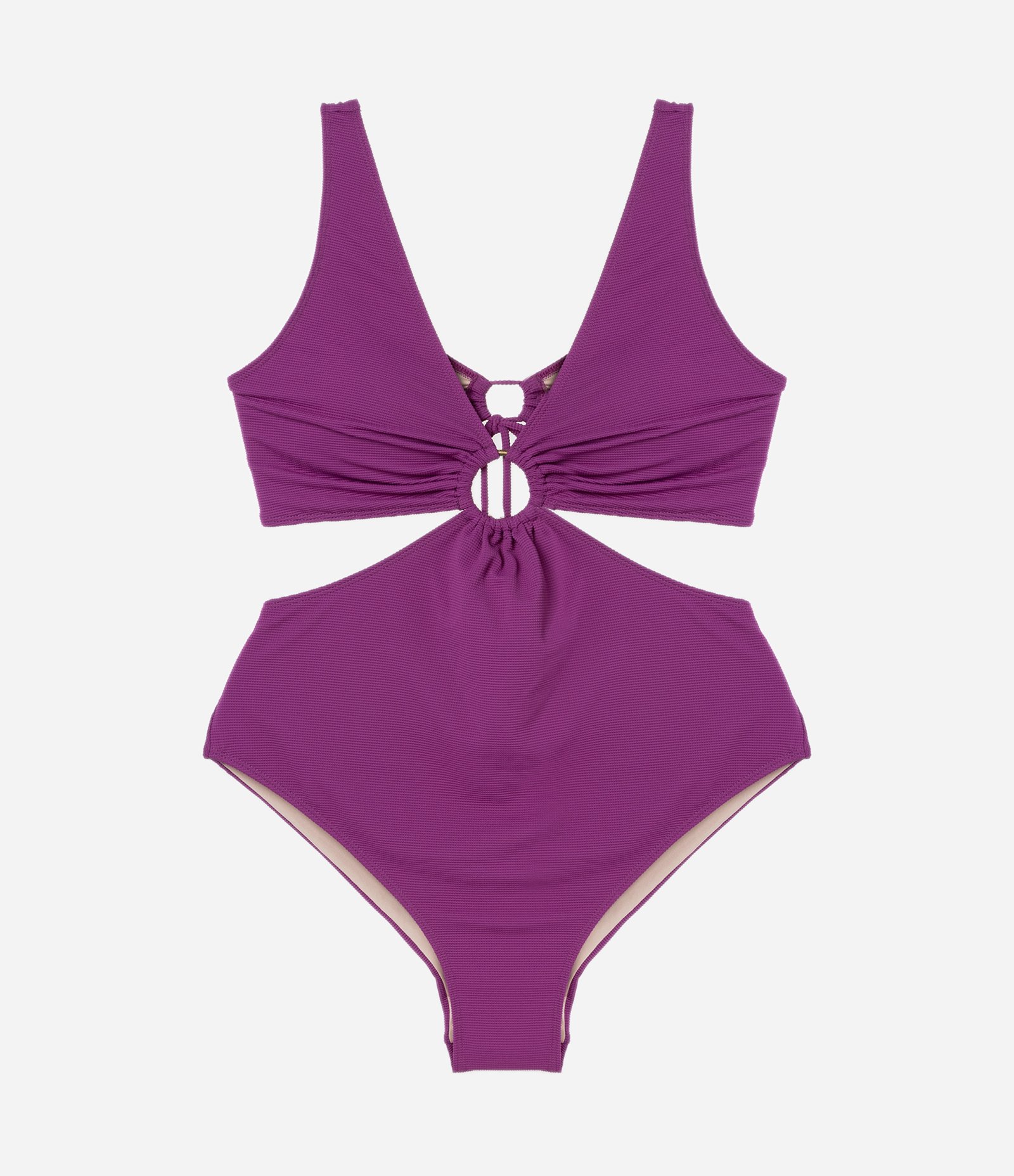 Maiô em Microfibra Texturizado com Argola Curve & Plus Size Roxo 4