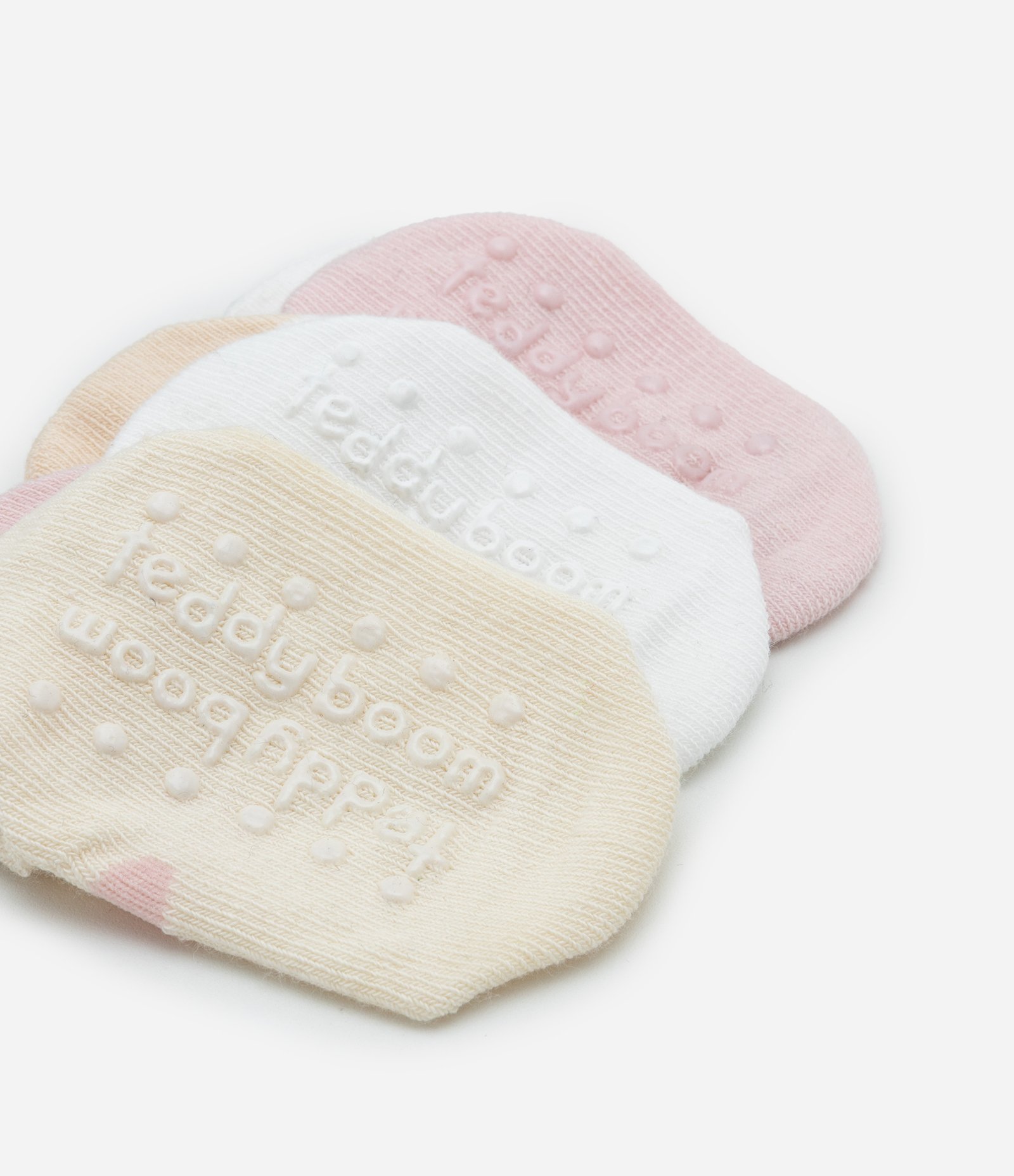 Kit 03 Meias Infantis com Carinha de Bichinho - Tam 0 a 12 meses Rosa/Bege/Branco 3