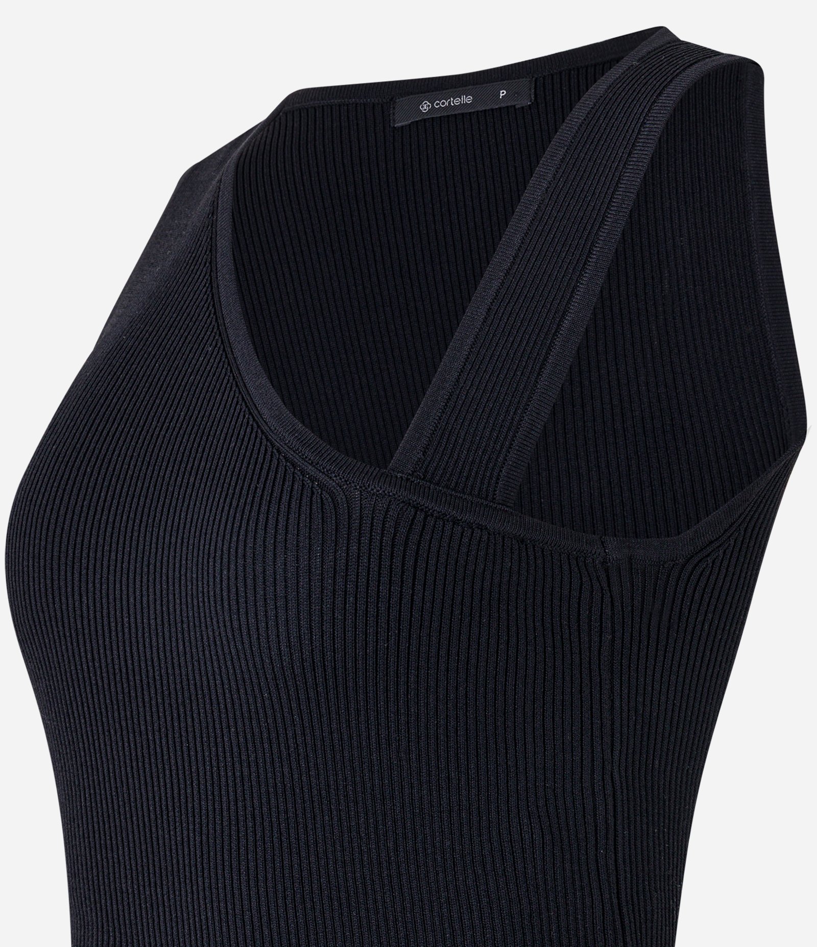 Blusa Canelada em Tricô com Decote Assimétrico Preto 6