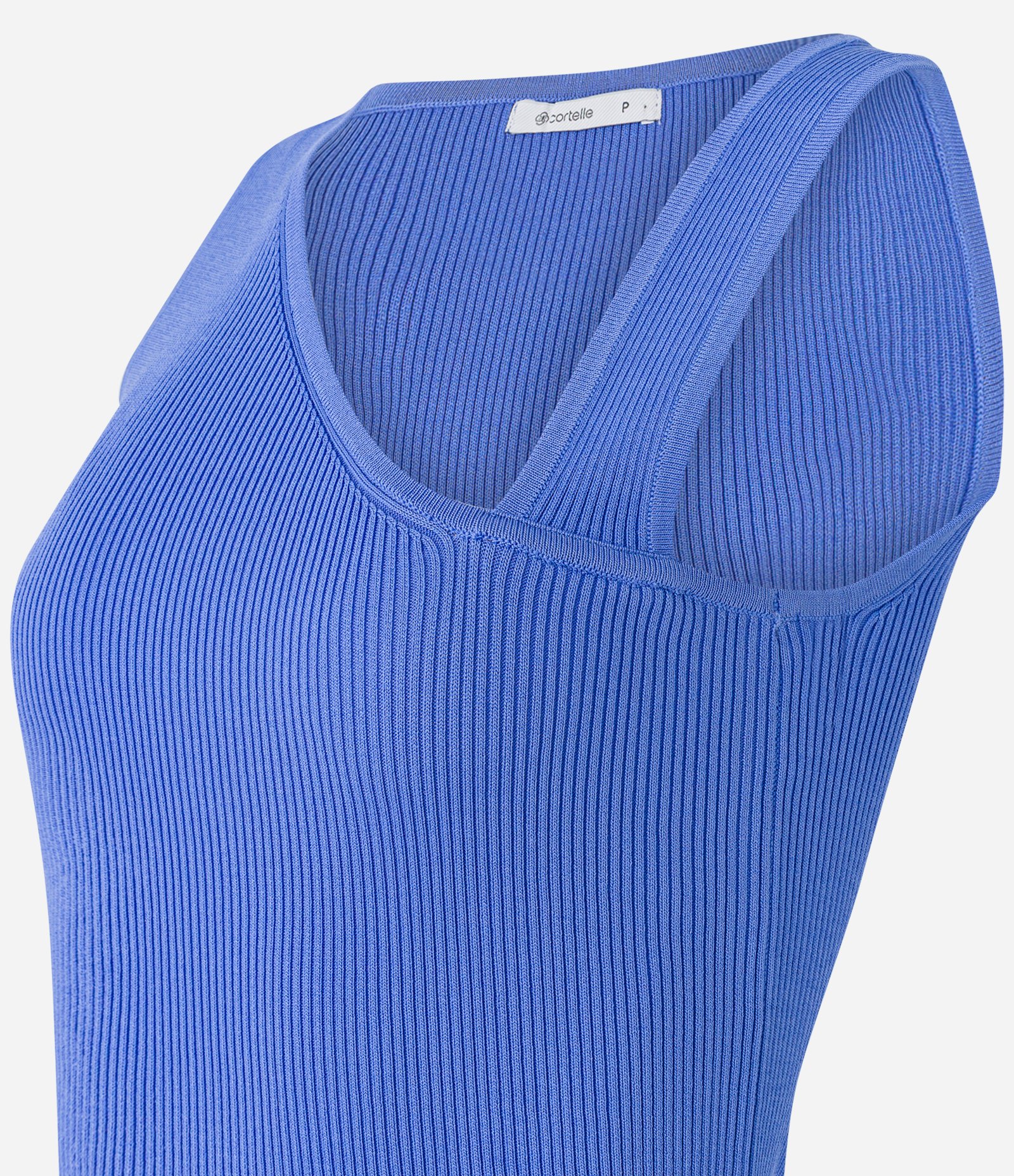 Blusa Canelada em Tricô com Decote Assimétrico Azul 8