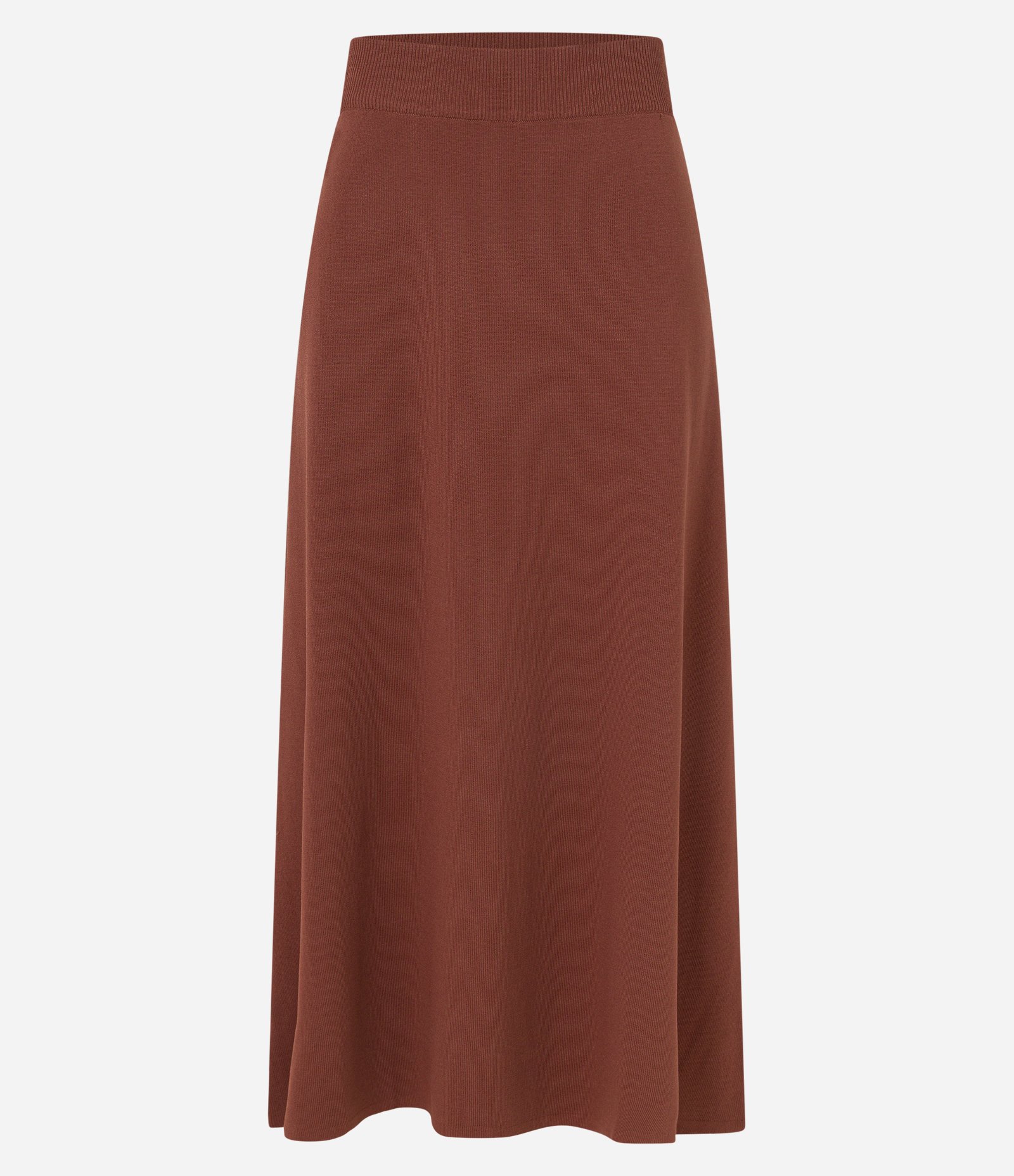 Saia Evasê New Midi em Tricô com Elástico no Cós Marrom 7