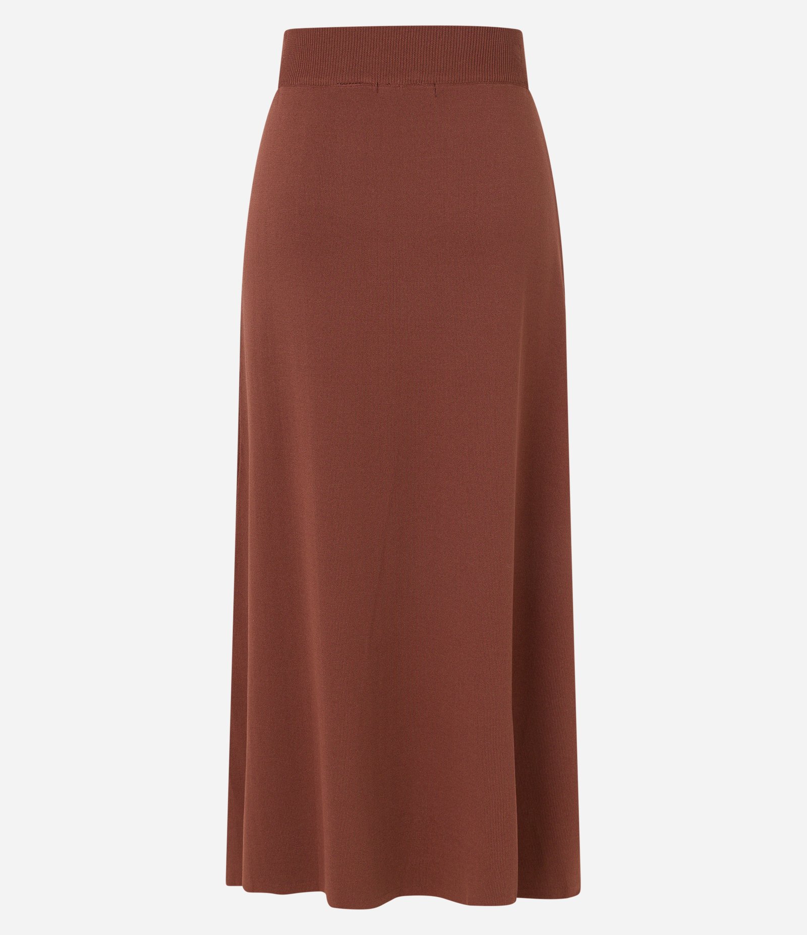 Saia Evasê New Midi em Tricô com Elástico no Cós Marrom 8