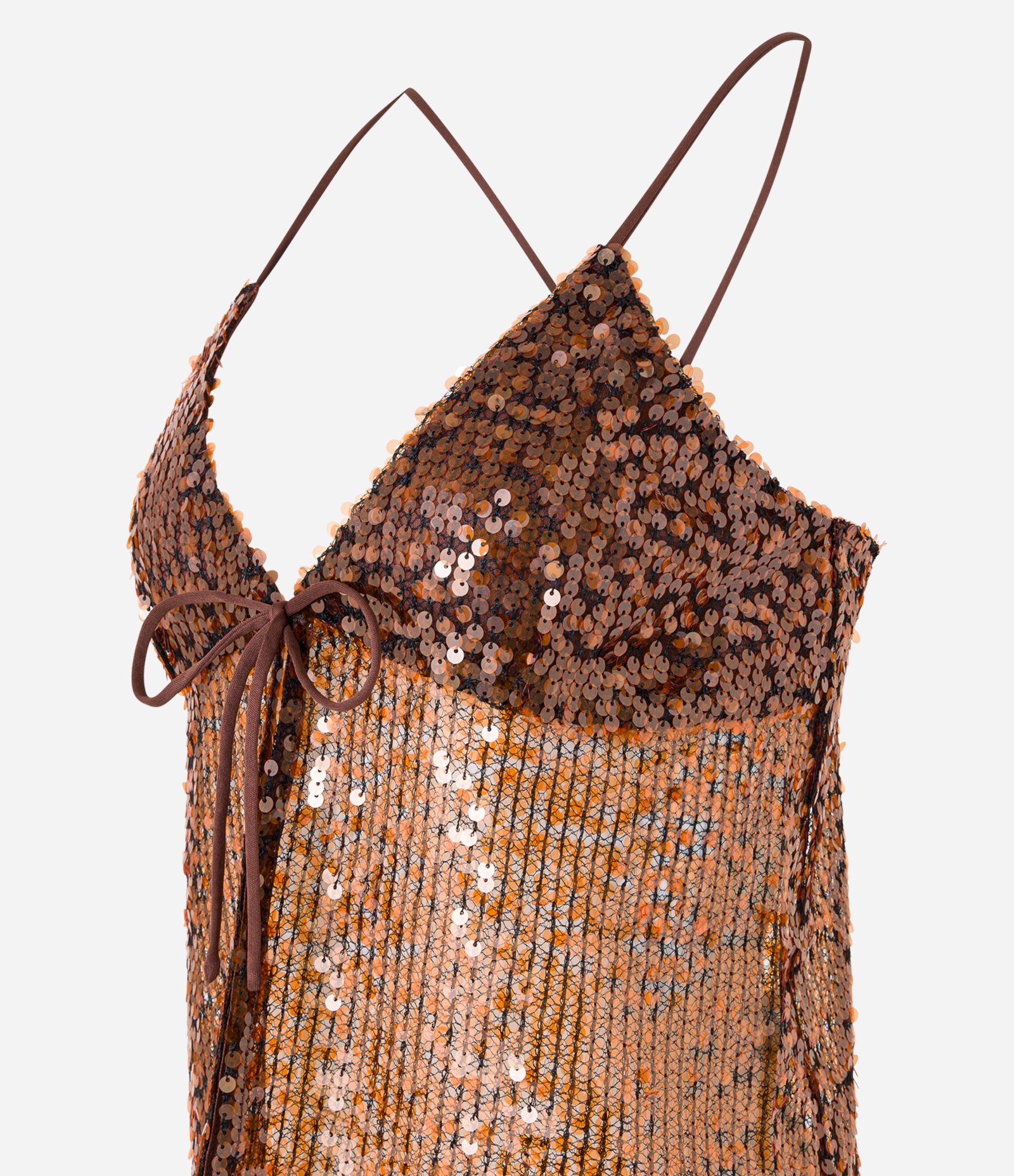 Blusa em Paetês com Amarração no Busto Marrom 6