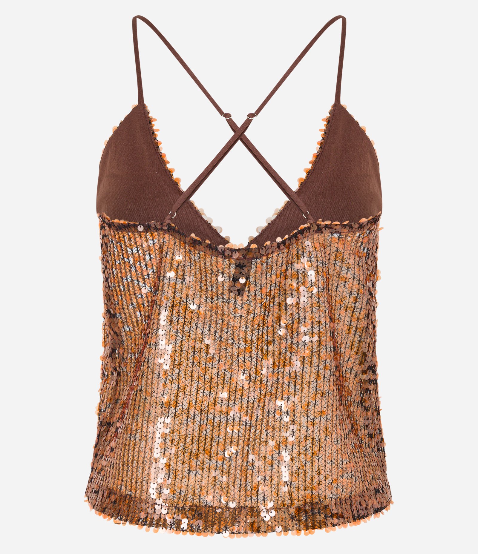 Blusa em Paetês com Amarração no Busto Marrom 7