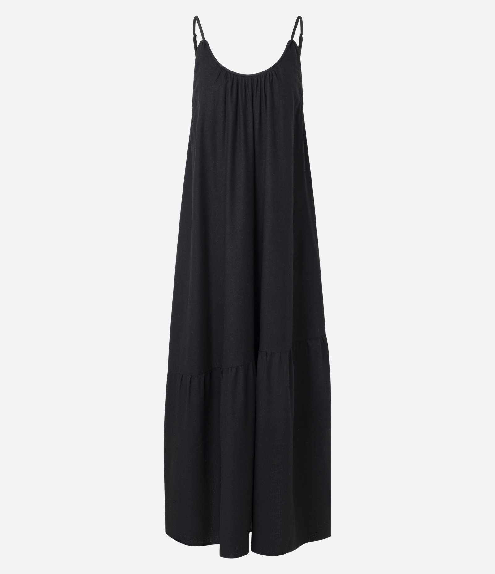 Vestido Midi em Viscolinho com Alças Finas Preto 7