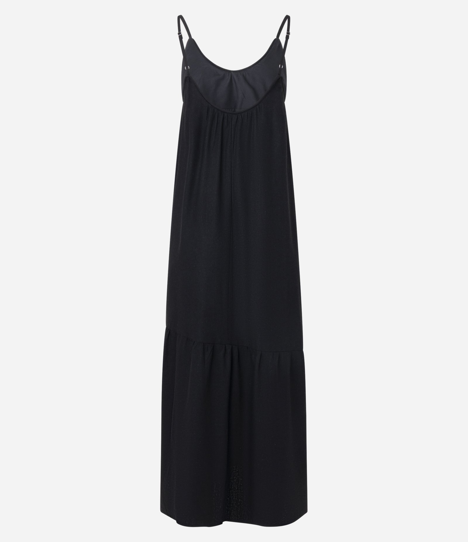 Vestido Midi em Viscolinho com Alças Finas Preto 8