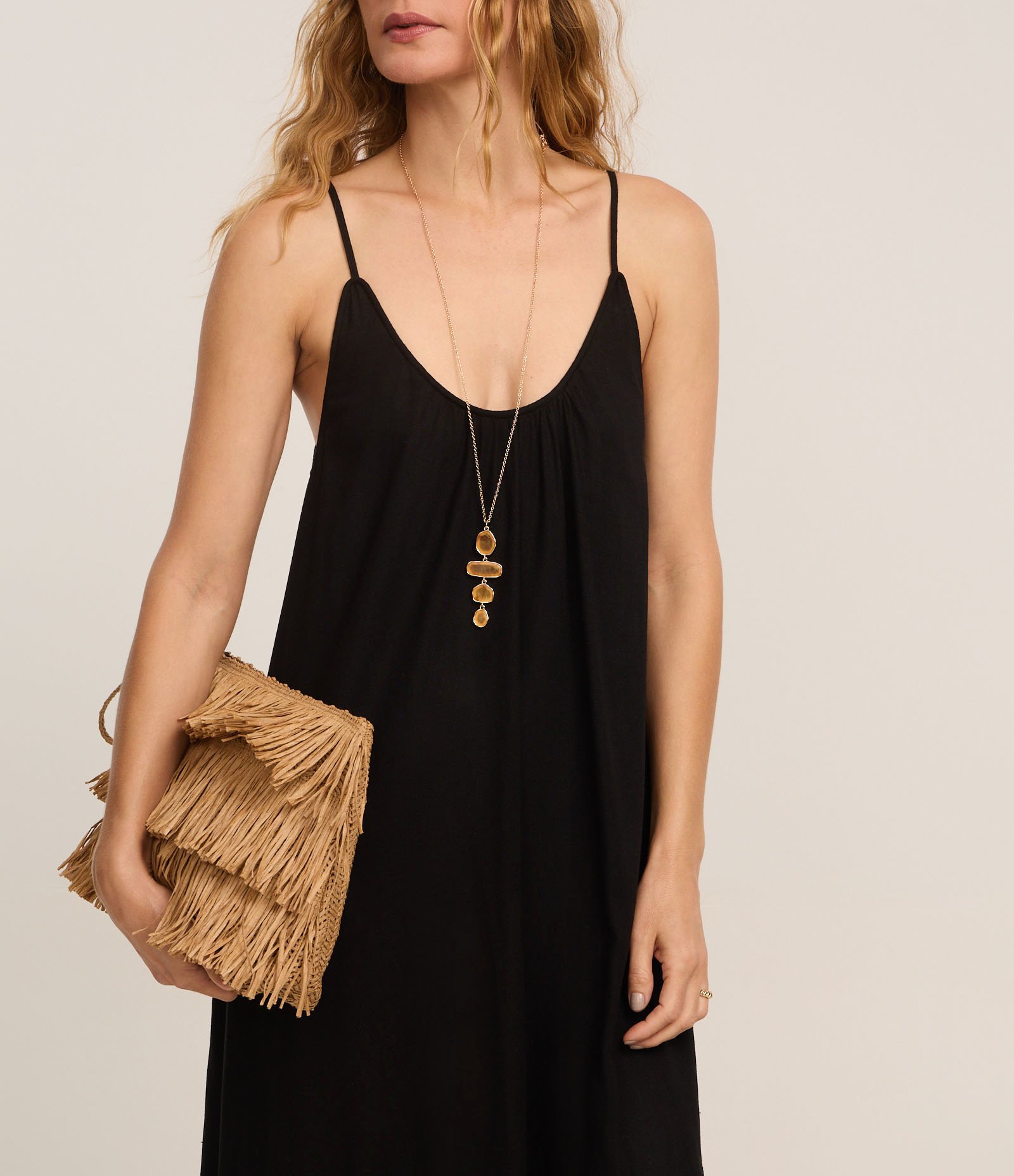 Vestido Midi em Viscolinho com Alças Finas Preto 4