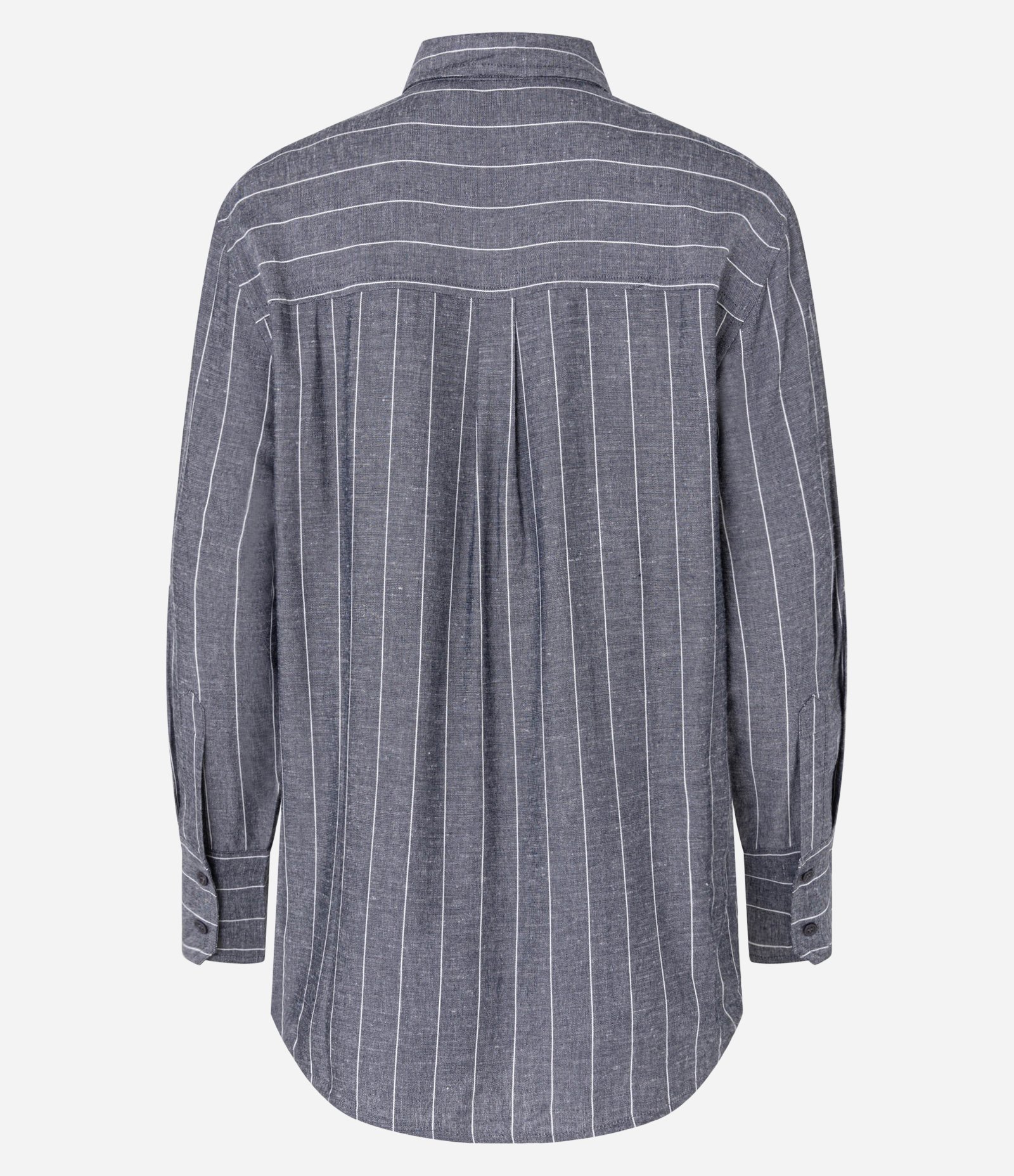 Camisa em Viscolinho com Listras Finas Cinza 8
